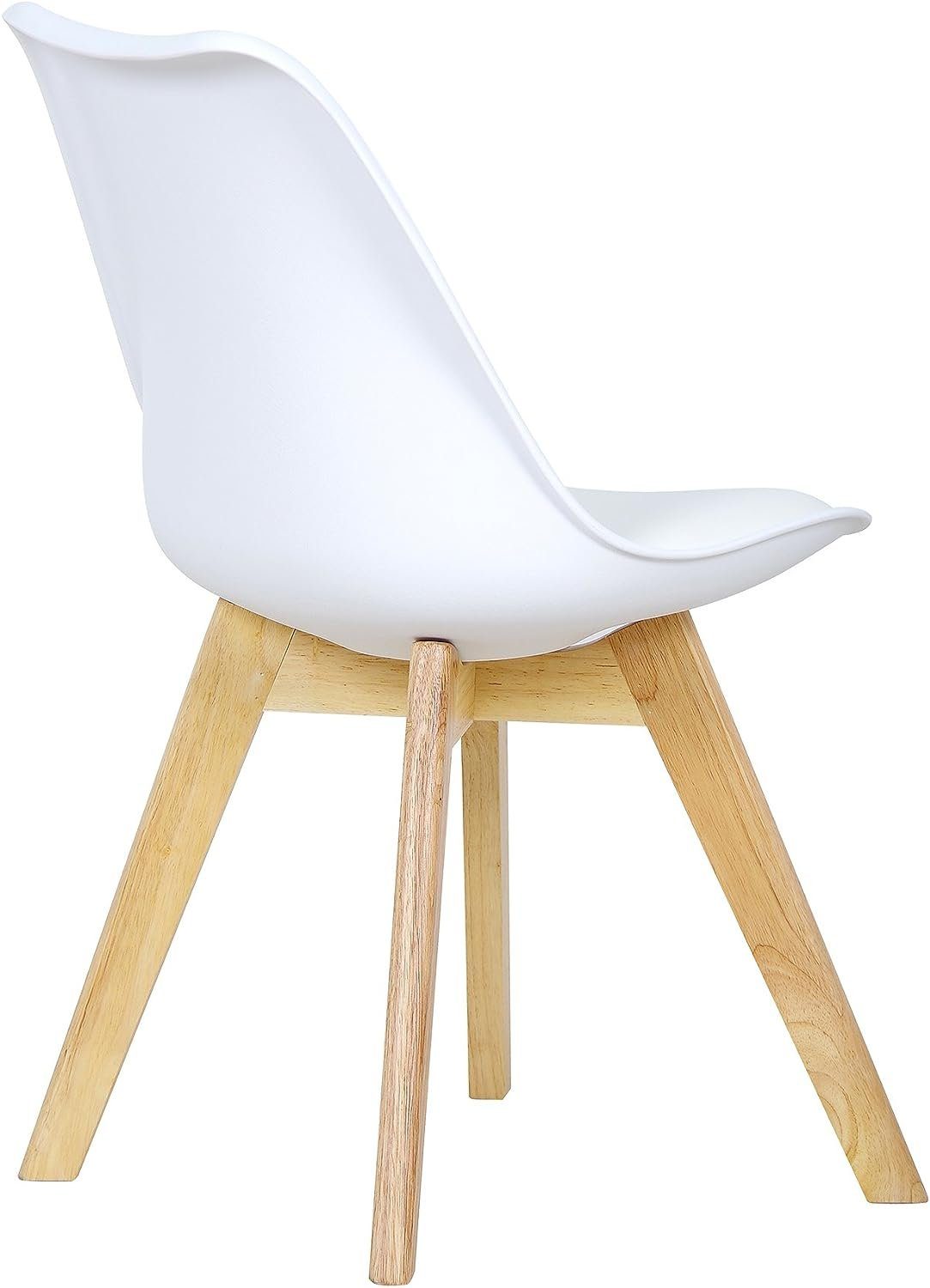 Woltu Esszimmerstuhl (2 St), Polsterstuhl Holzbeine aus Sitzfläche Kunstleder weiß