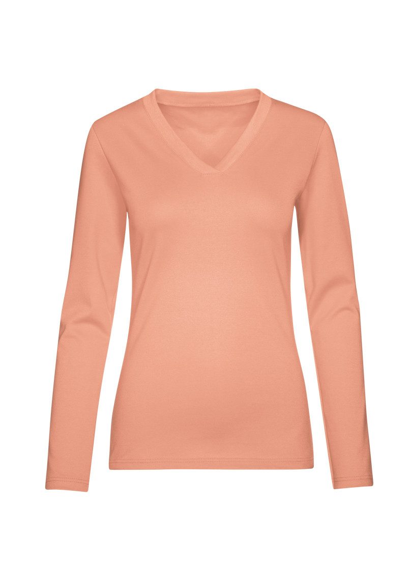 T-Shirt TRIGEMA Langarmshirt mit V-Ausschnitt