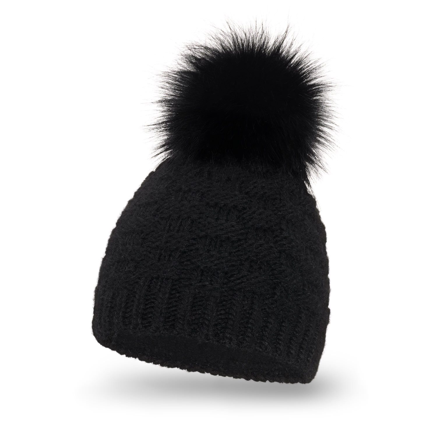 WITORU Bommelmütze Warme Damen Mütze / Wintermütze / Bommelmütze / Strickmütze Fleece-Futter