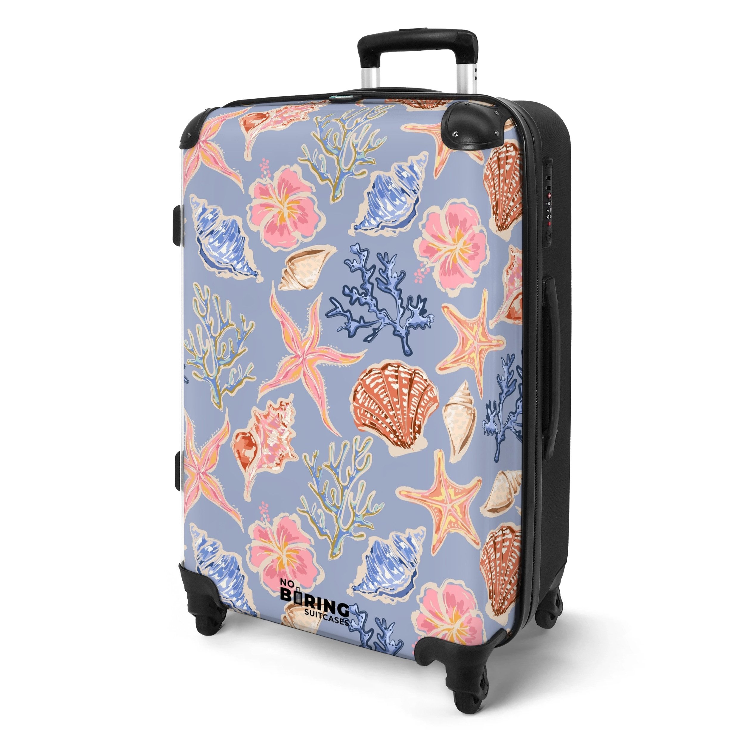 NoBoringSuitcases.com© Hartschalen-Trolley mit leuchtende Räder - Blaues Mu günstig online kaufen