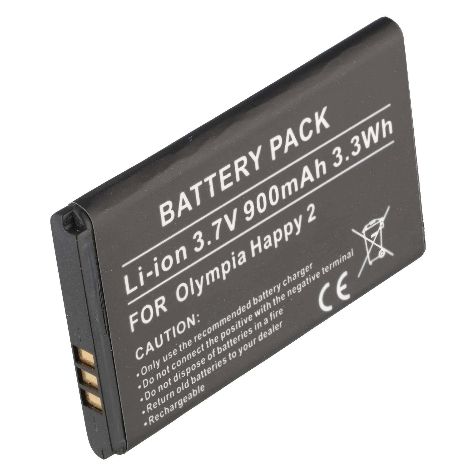 AccuCell Ersatzakku für Olympia Happy 2, Li-ion, 3,7V, 900mAh, 3,3Wh Akku 900 mAh (3,7 V)
