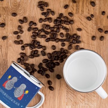 Mr. & Mrs. Panda Becher Sternzeichen Zwilling - Sternenhimmel Blau - Geschenk, Geburtstag Mai, Emaille, Kratzfeste Emaille