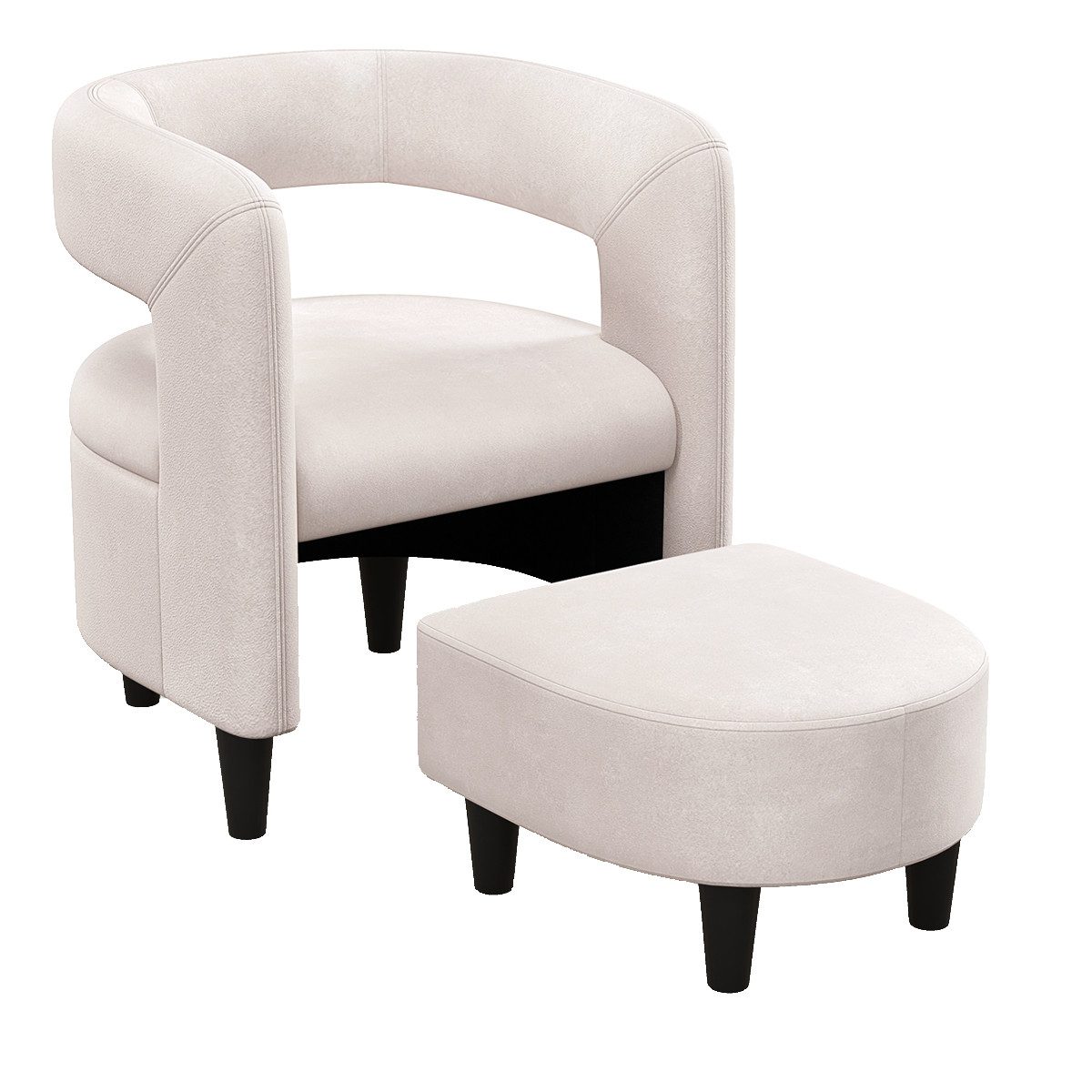 COSTWAY Relaxsessel, mit Hocker, Samt, gepolstertet, mit Lehnen,Massivholz günstig online kaufen