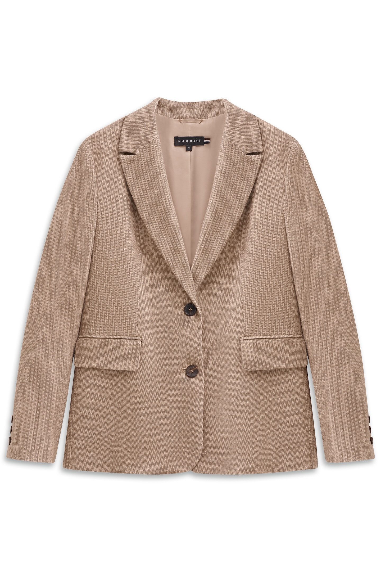 bugatti Kurzblazer elegant & vielseitig mit feinem Fischgrat-Muster