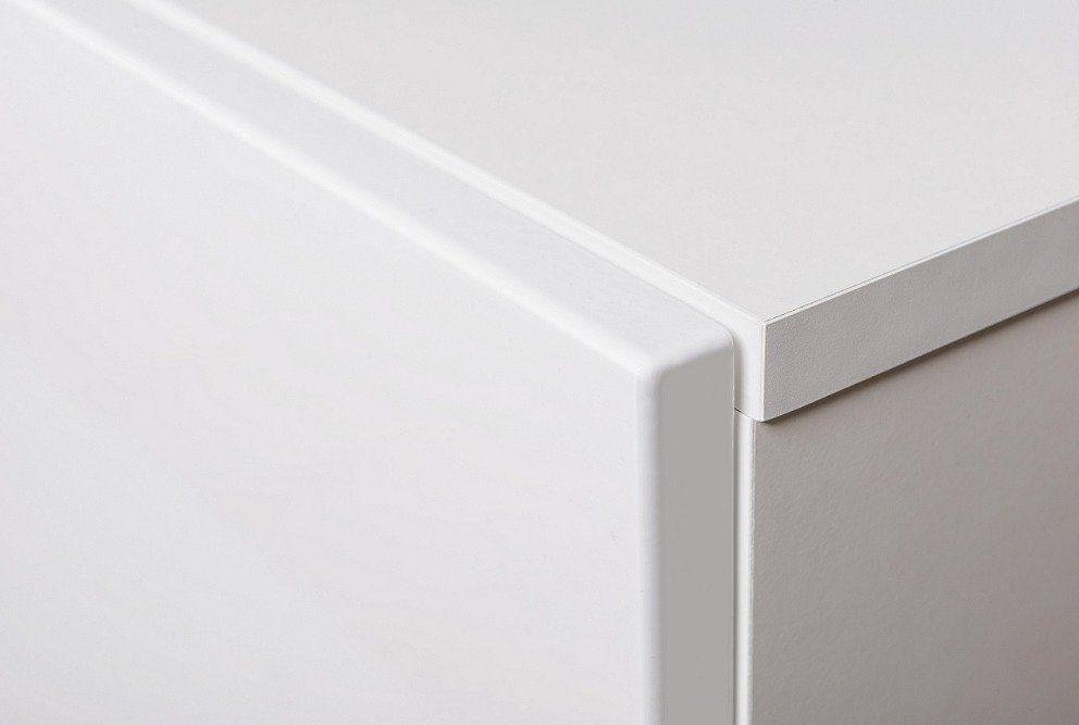 Weiß Push-to-Open, 2xLowboard, Wohnzimmer-Set, - bestehend 110x130x30 II aus mit Wohnwand cm, SB Set 1xWandboard, Stylefy Swotch (Wohnmöbel, Modern (3-St), Hochglanzfronten, Graphit