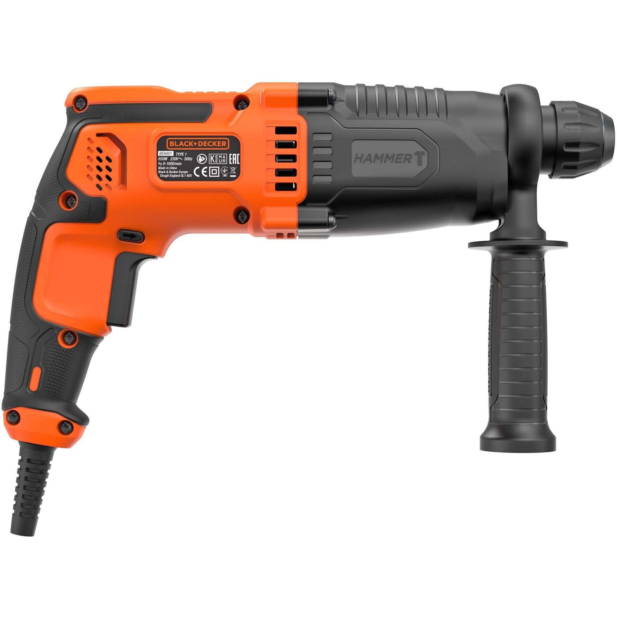 Black + Decker Bohrmaschine BLACK+DECKER Bohrhammer BEHS01K-QS, (650 Watt