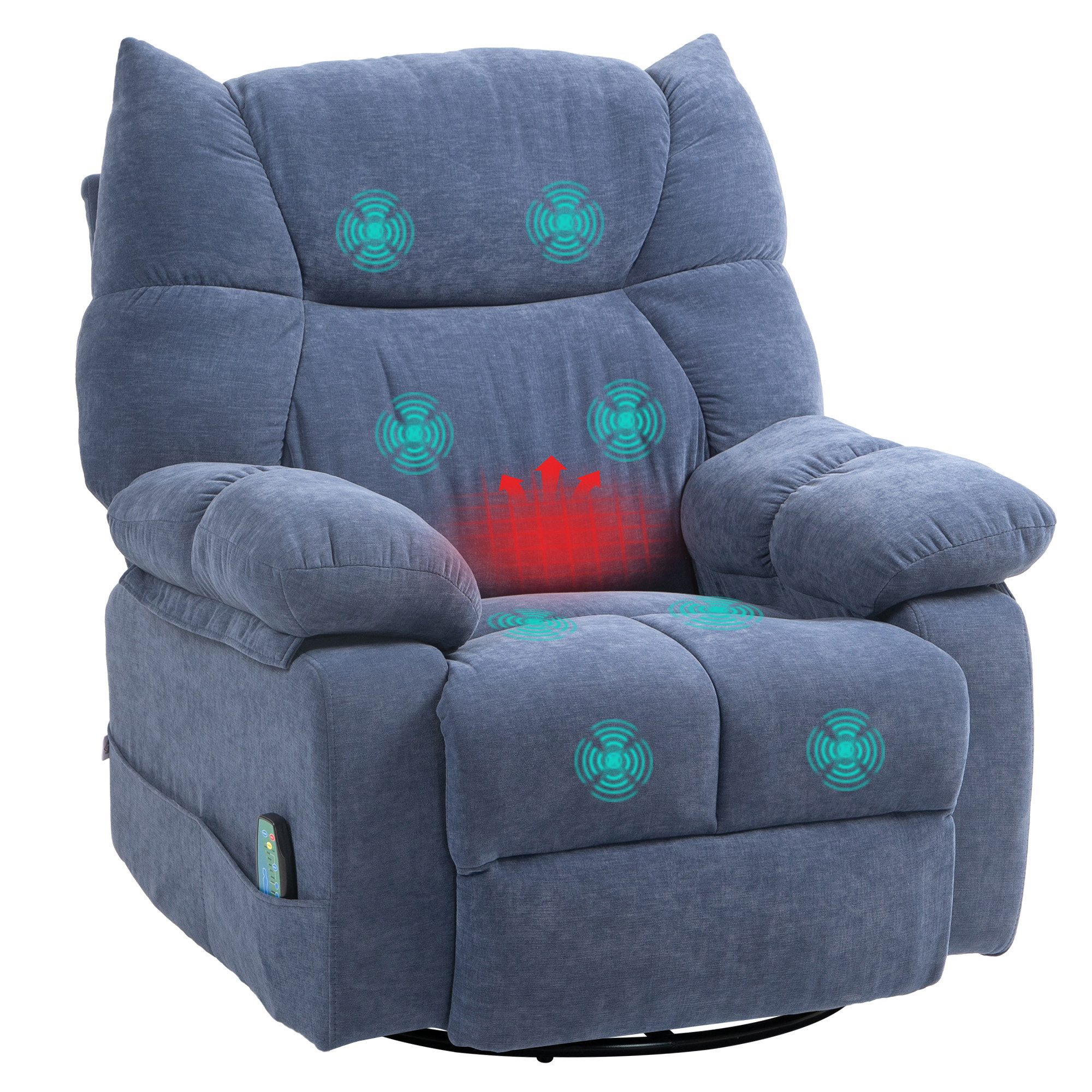 HOMCOM Massagesessel Fernsehsessel, TV-Sessel, 360° drehbar günstig online kaufen