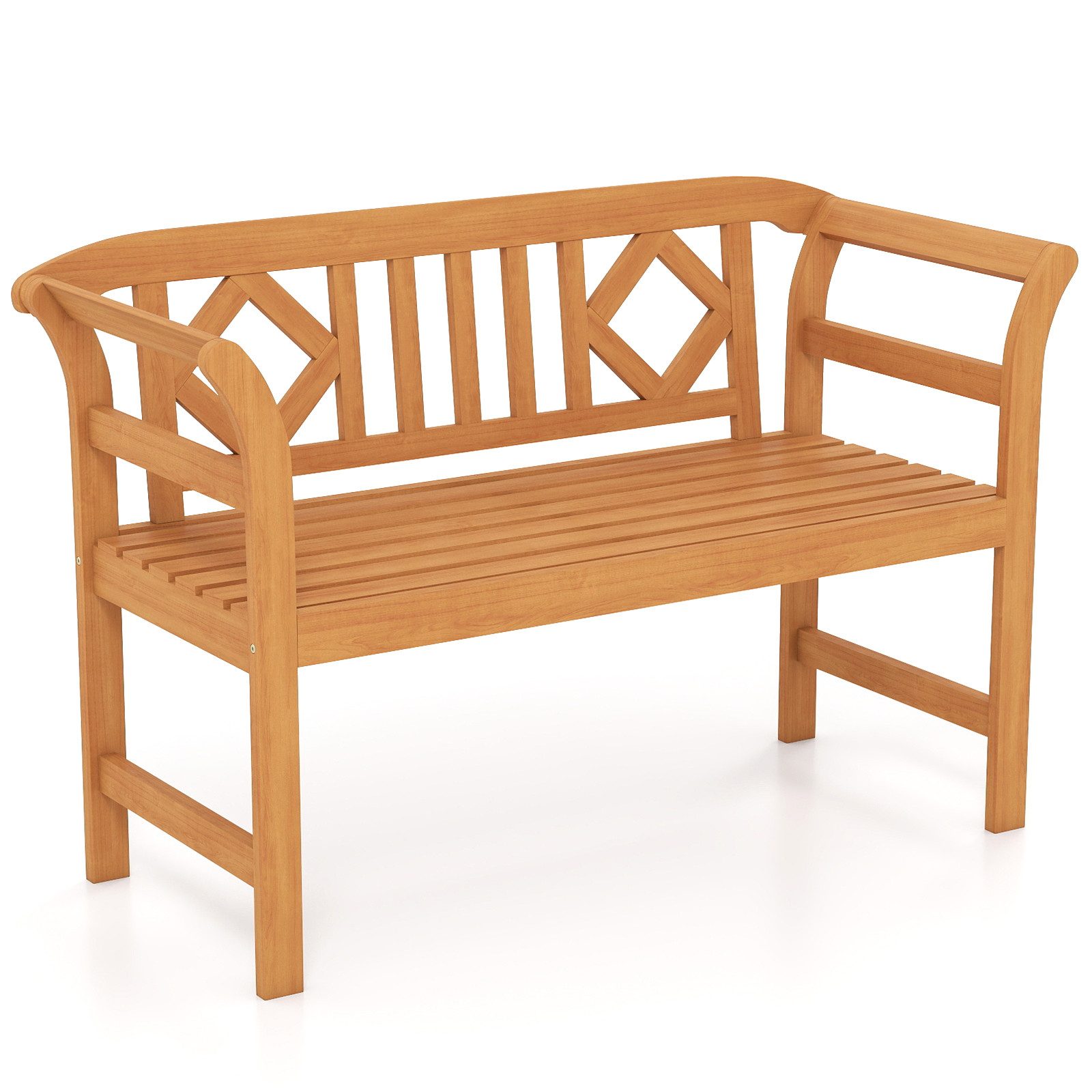 COSTWAY Gartenbank, Akazienholz 2-Sitzer wetterfest Sitzbank mit Armlehnen 100cm
