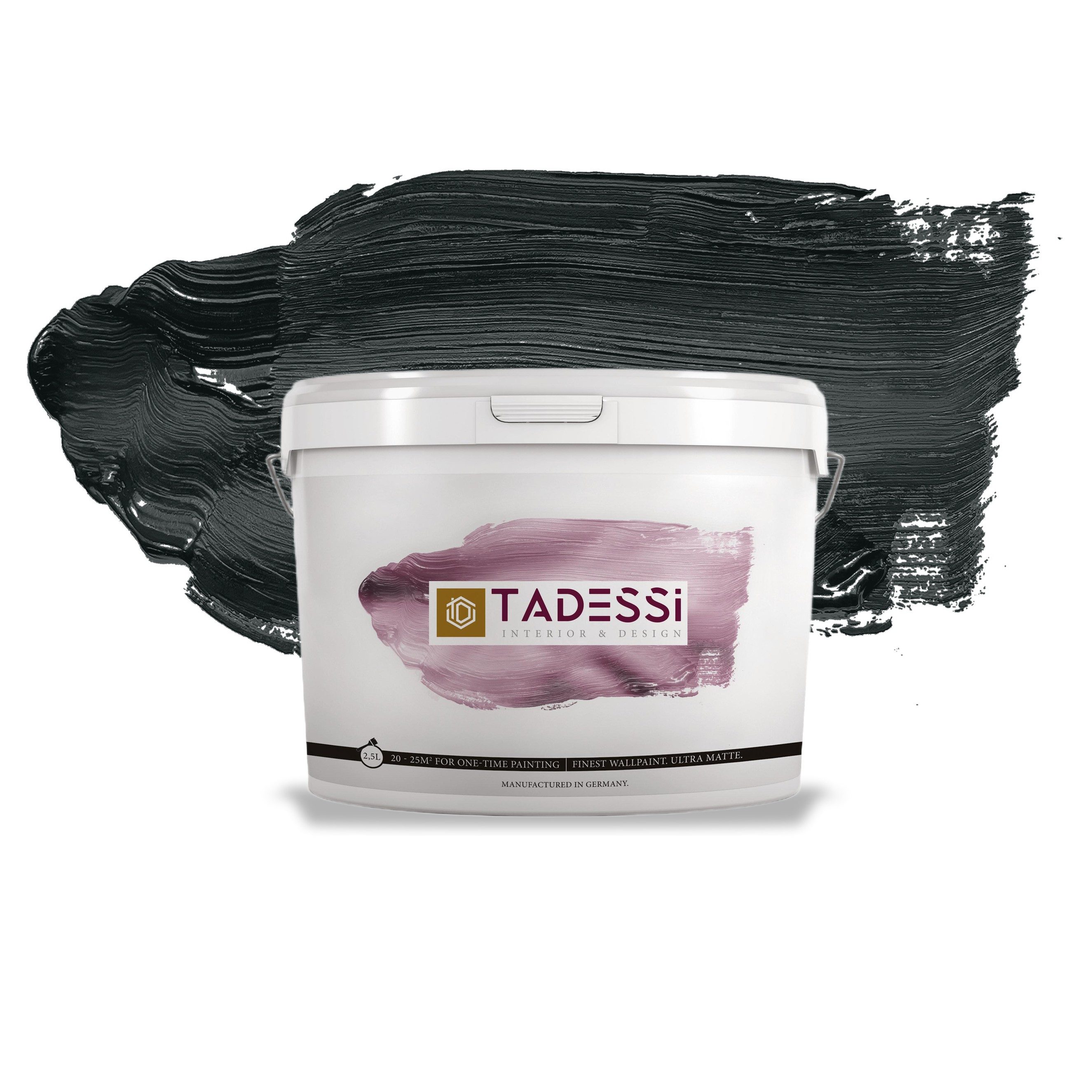 Tadessi Wandfarbe TADESSI Color Vista - Wandfarbe Schwarz - Anthrazitgrau - Matte Innenf