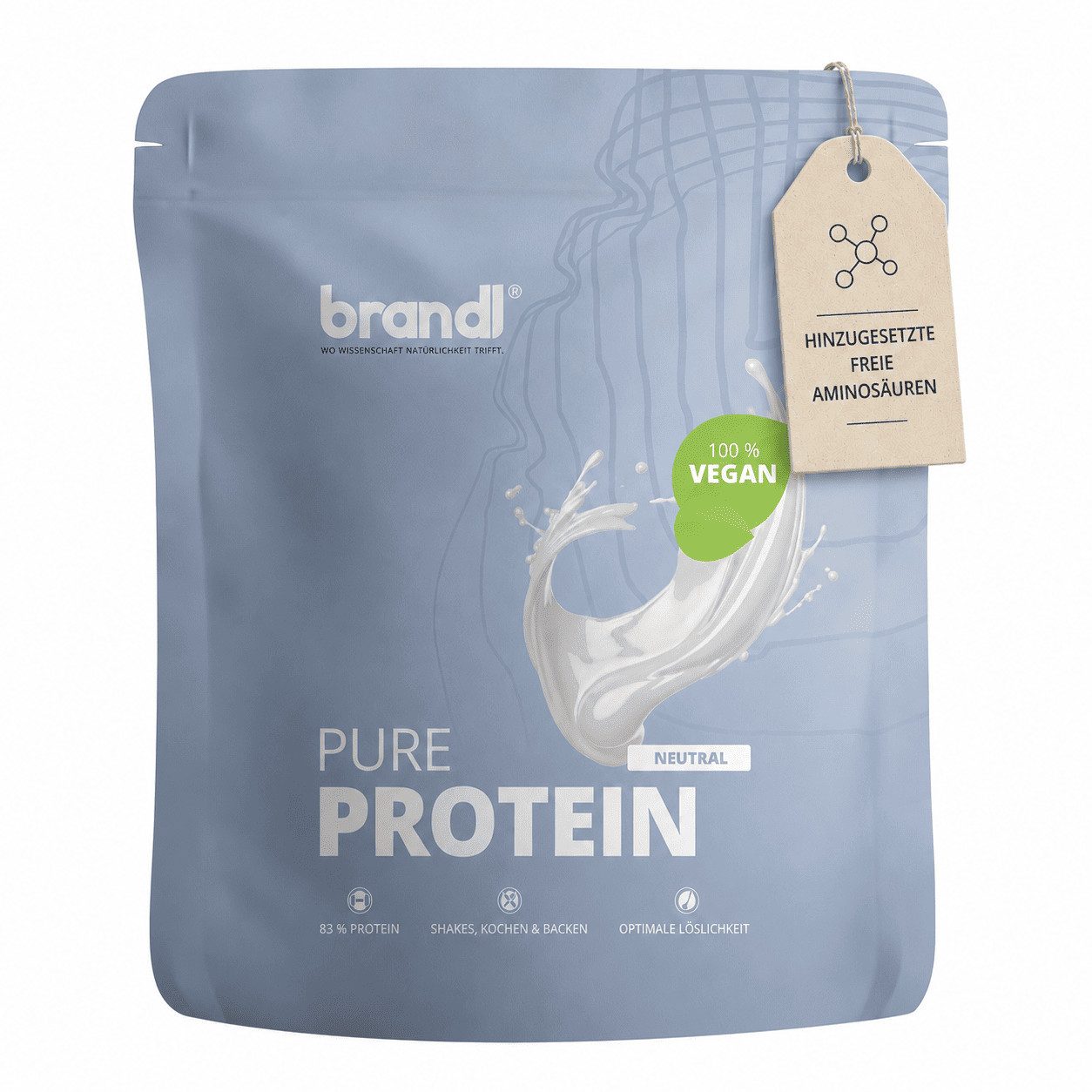 Brandl Nutrition Veganes Proteinpulver- 30g Protein vegan pro Portion mit Eiweißgehalt Pulver, 1000 g, Löslich im Wasser, Smoothie & Kaffee - hochwertige Proteinquelle