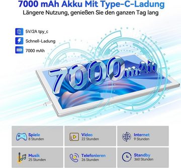 FEONAL 2023 Neueste Tablet Tablet (10", 128 GB, Android 12, 5G, 5G WiFi Tablet, 2-in-1 mit Tastatur, Maus, Stift, Octa-Core 2.0GHz)