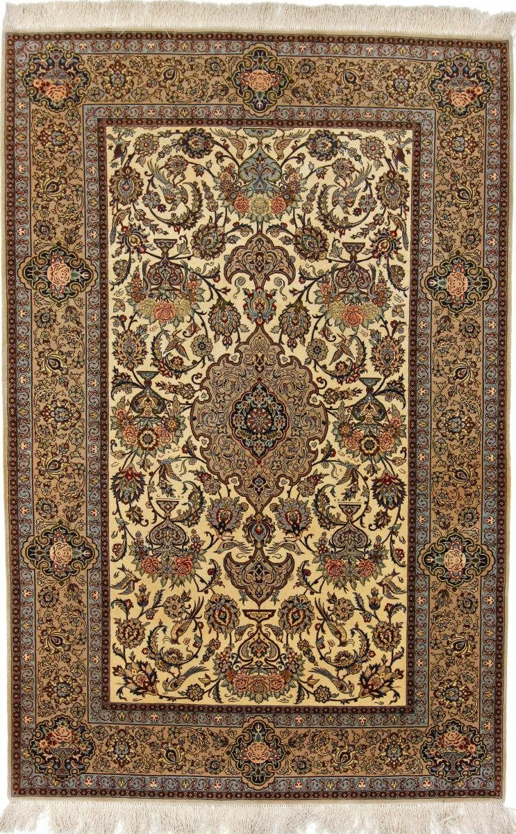 Orientteppich Isfahan Seidenkette 150x233 Handgeknüpfter Orientteppich, Nain Trading, rechteckig, Höhe: 6 mm