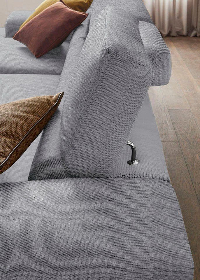 W.SCHILLIG Ecksofa piedroo, Designsofa mit tollem Sitzkomfort, bequem und elegant, L-Form, Kopfteilverstellung, wahlweise mit Sitztiefenverstellung, Breite 343cm