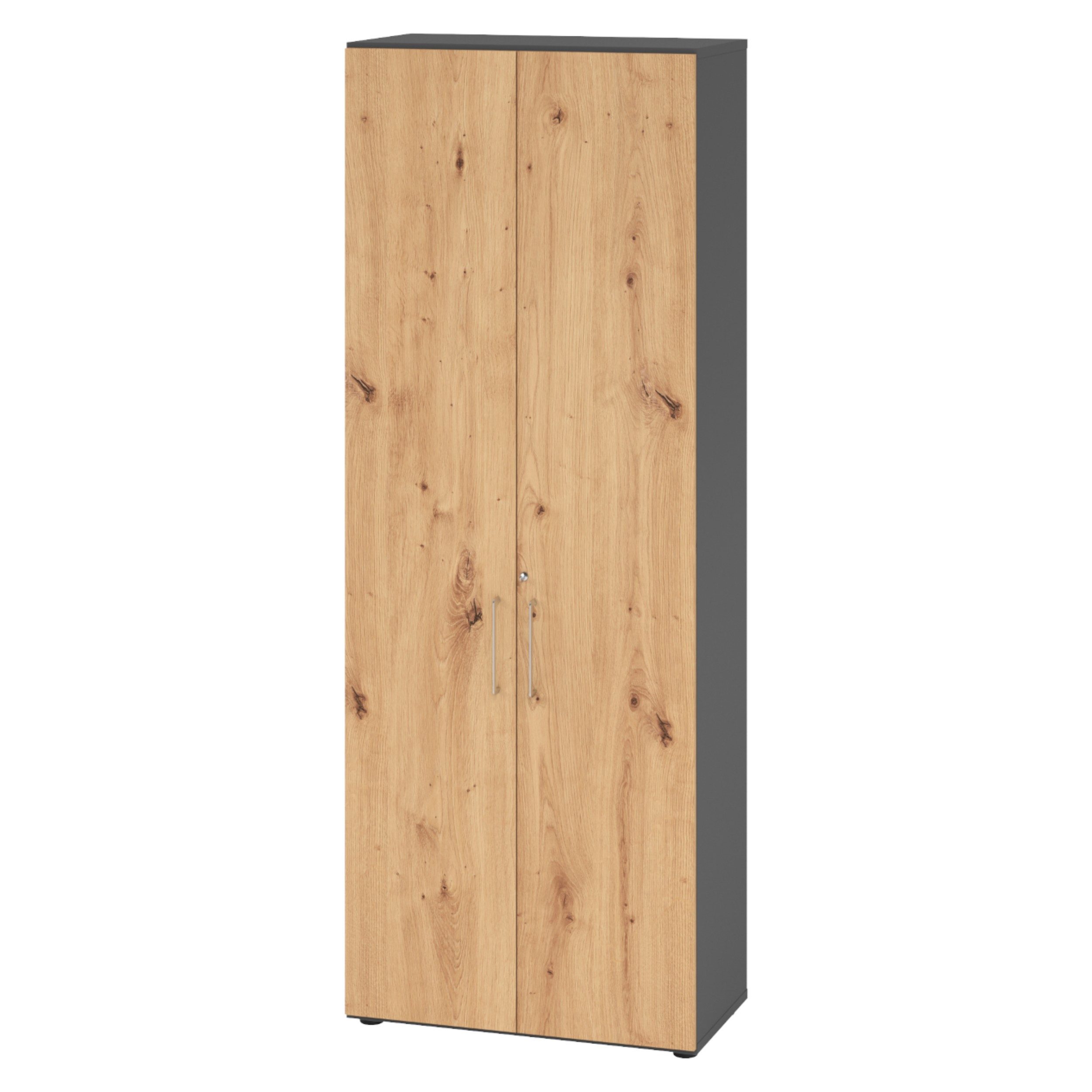 bümö Aktenschrank smart Büroschrank - 6 Ordnerhöhen Dekor: Graphit/Asteiche