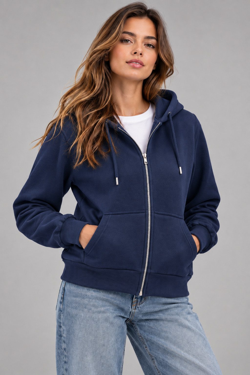 Smith & Solo Kapuzenpullover Damen - Sweatshirt mit Reißverschluss Zipper Hoodie Kapuzensweatjacke