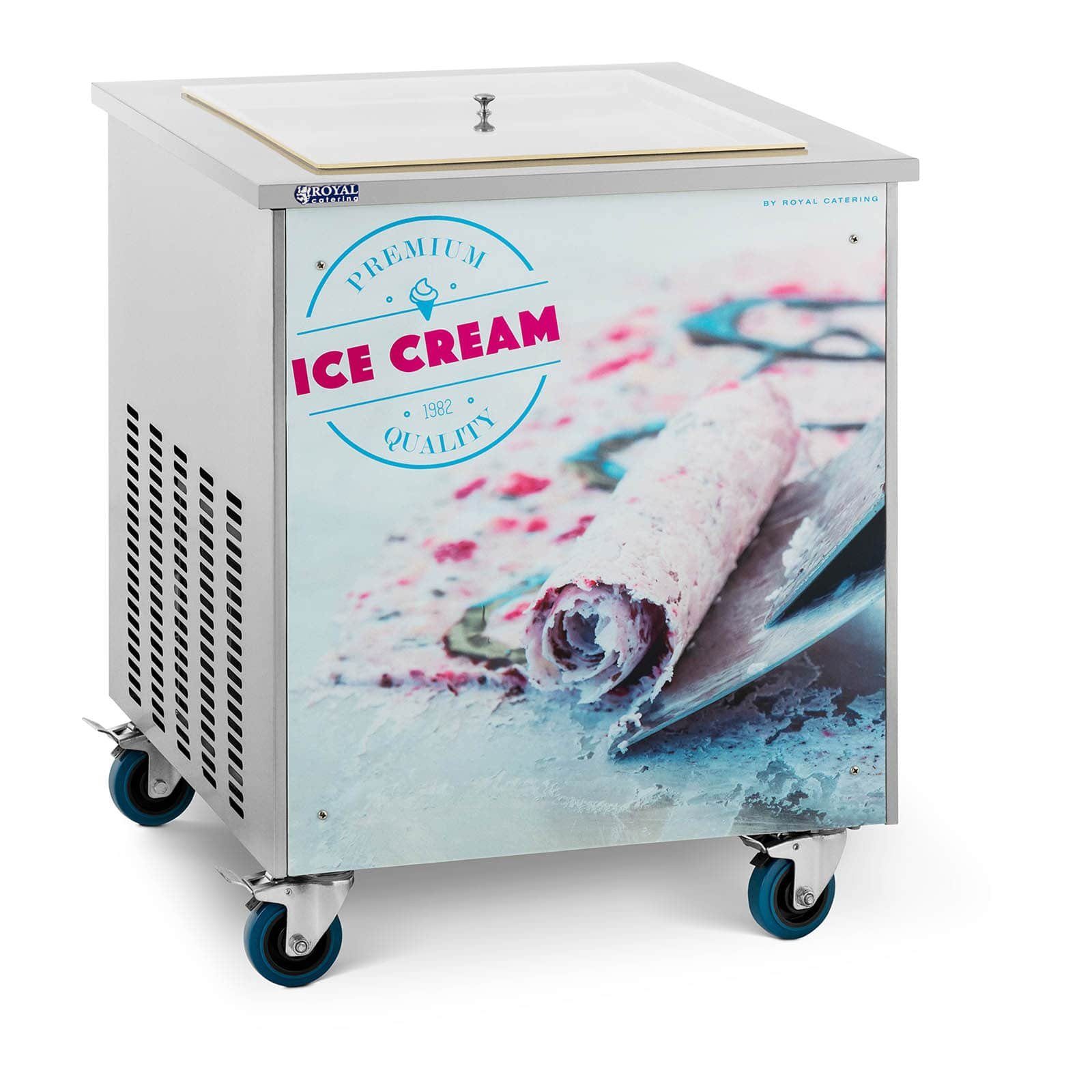 Royal Catering Eismaschine Roll-Eismaschine Thai-Profi-Eismaschine Ice-Cream-Rolls 50 x 50 x 2,5, 600 W