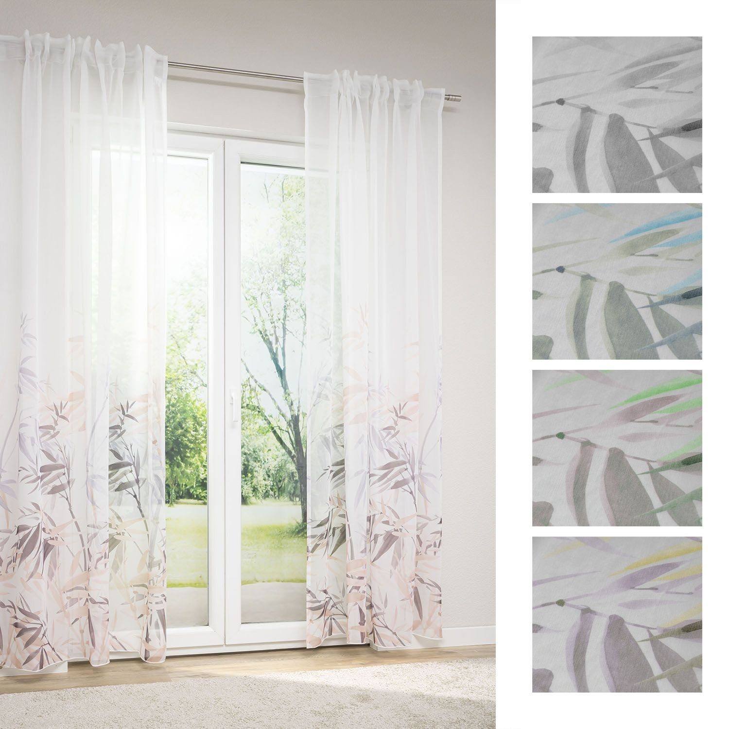 LYSEL®, St), 245x145cm Zugbandschal Vorhang (1 HxB Miria, transparent, grau rosa-