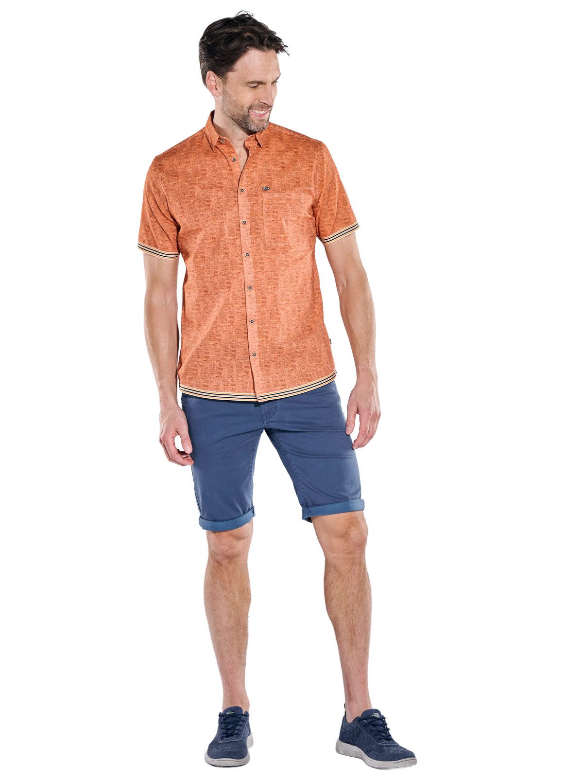 Engbers Kurzarmhemd Herren Baumwoll-Hemd mit Kontrastdetails, Orange