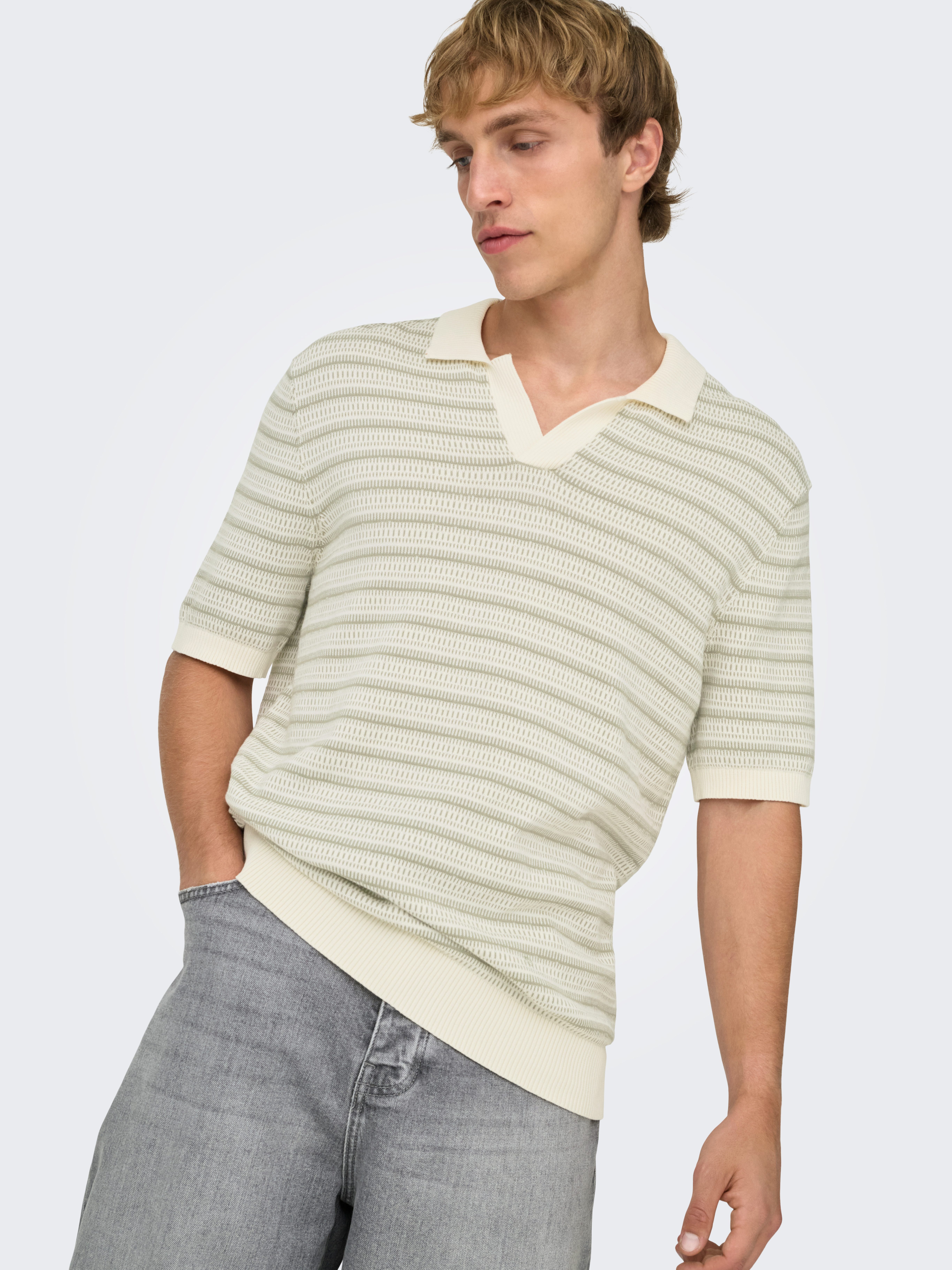 ONLY & SONS Polokragenpullover ONSTILO REG SS SPLIT NECK KNIT NOOS Baumwolle, regular fit