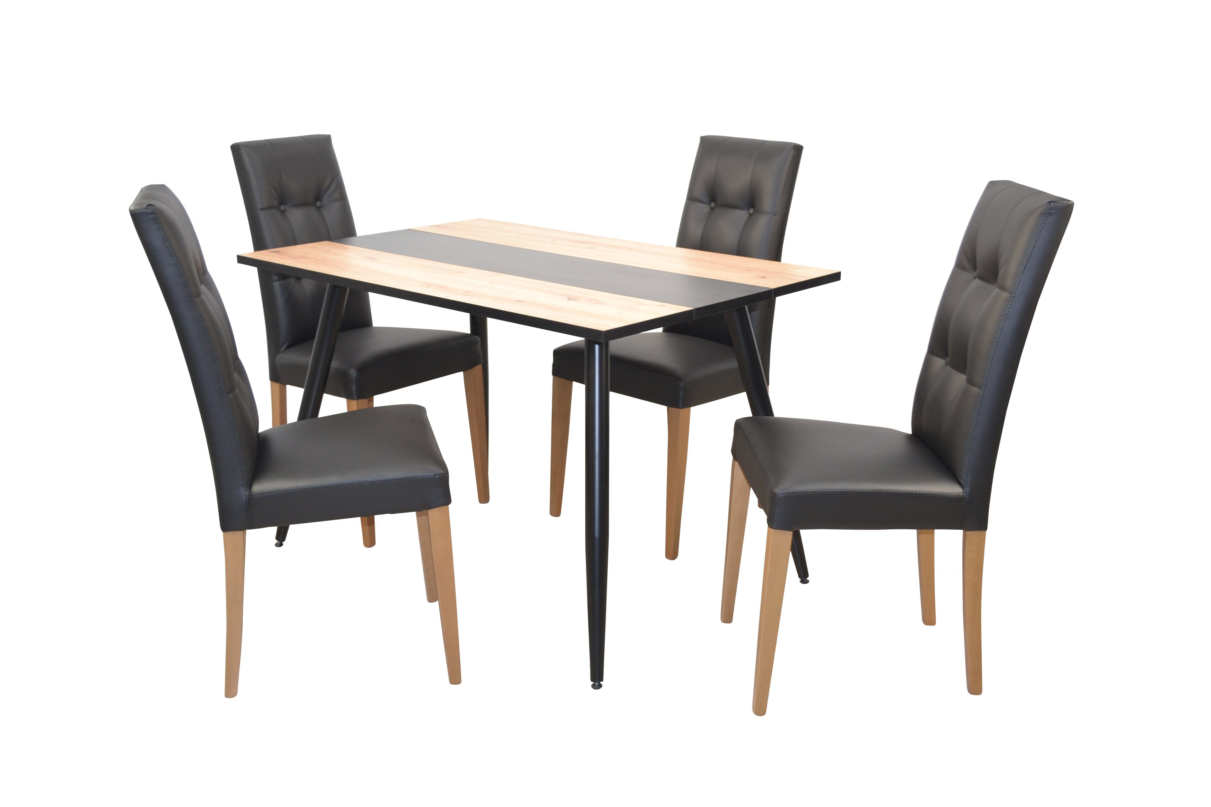 moebel-direkt-online Essgruppe München, (Spar-Set, 5tlg. Set) Stühle schwarz