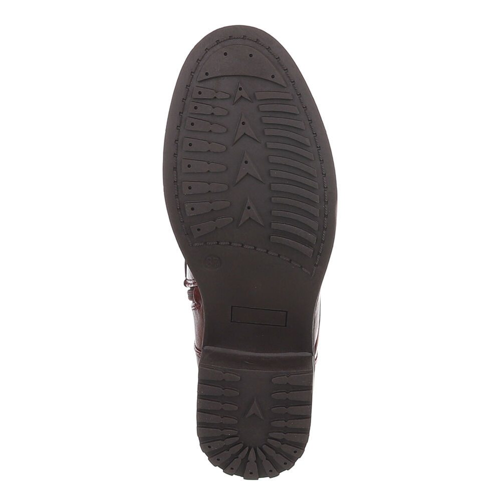 Ital-Design Damen Schnürstiefel mit hohem Schaft und Profilsohle Stiefelette (92497560) Blockabsatz Schnürstiefeletten in Weinrot – Bild 3 von 5