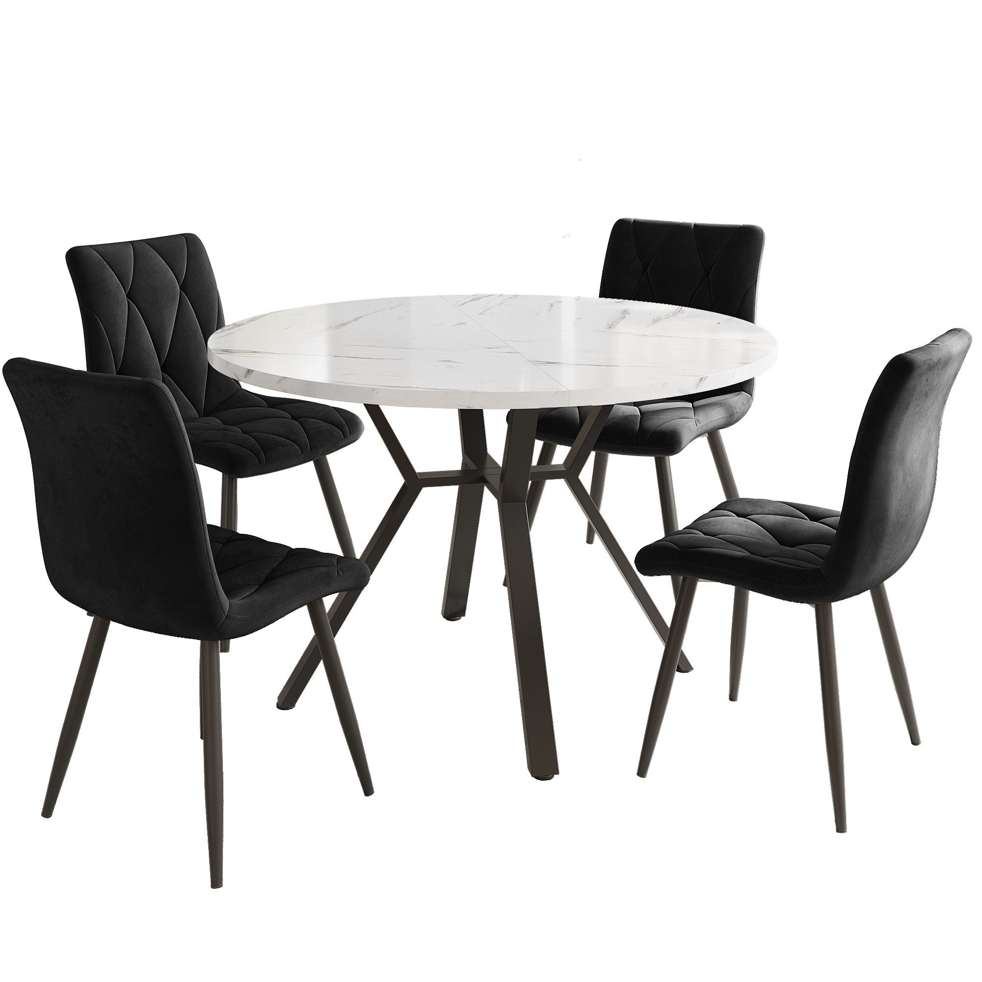 ANYSUN Essgruppe Schlichtes Rundes Esstisch- und Stuhlset aus Marmor(5-teilig), (Set, 1Tisch, 4 Stuhle), bestehend aus 4 Sesseln und 1 Tisch