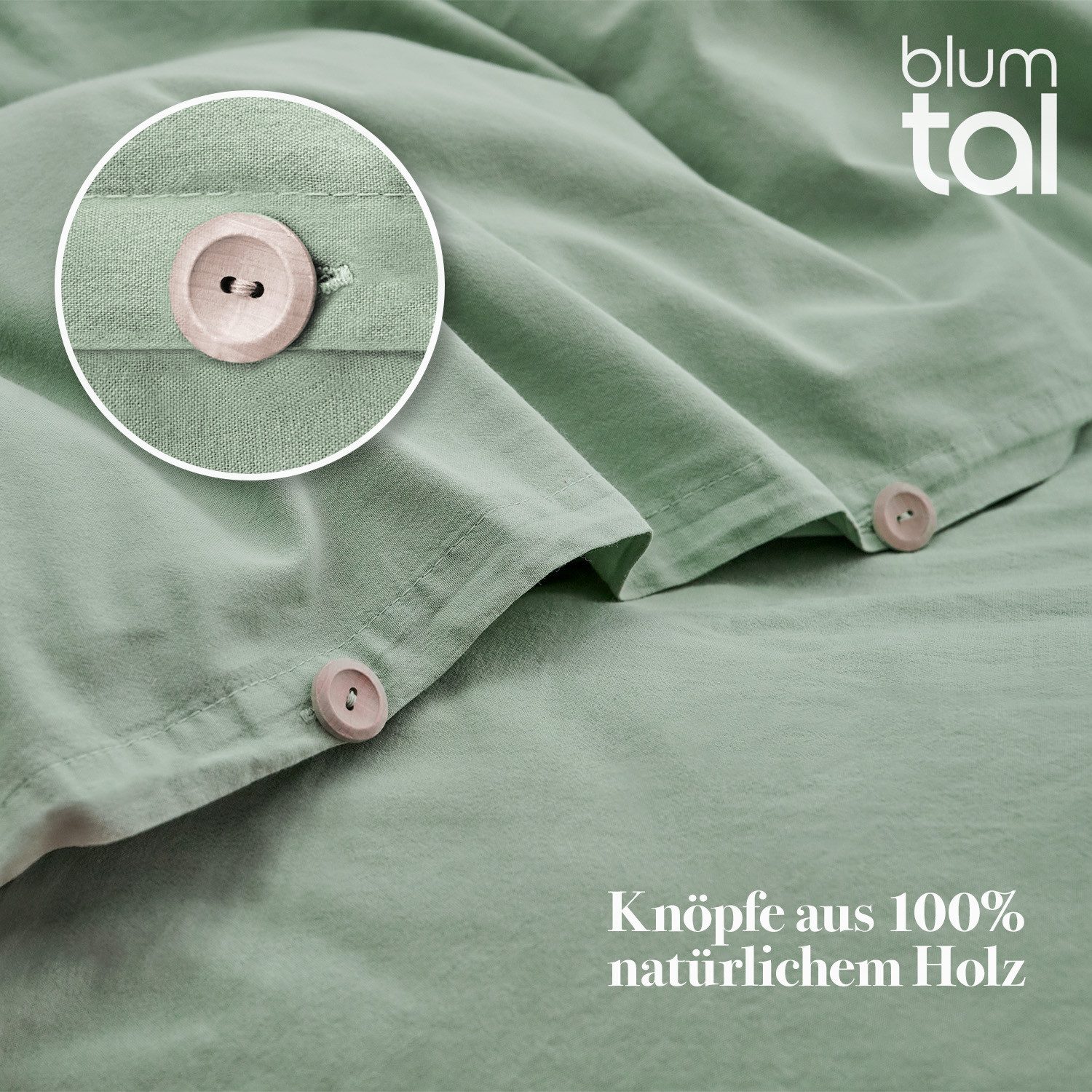 Blumtal Bettwäsche Bettwäsche aus 100% Baumwolle mit Kissenbezug, Oeko-TEX zertifizierte Bettwäsche in Leinen Optik – Bild 4 von 5