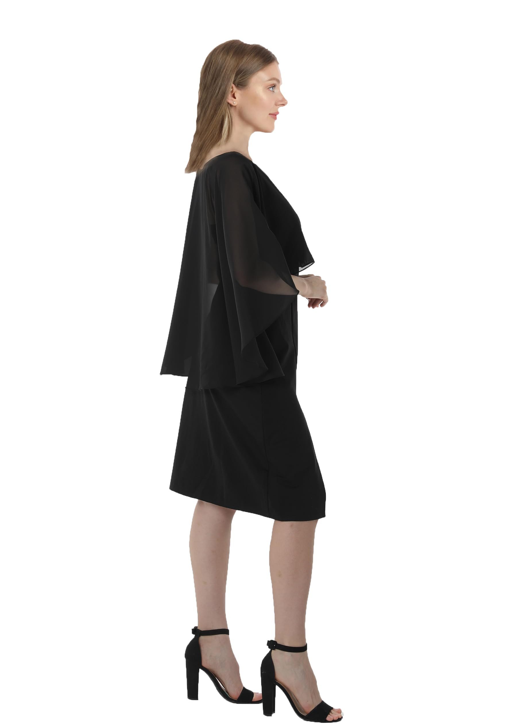 nsihing Bolero Damen Chiffon Cape Schals für Hochzeitskleider Elegantes Bankett Capelets für Hochzeit Braut Abendkleid Brautkleid Sommer – Bild 5 von 5