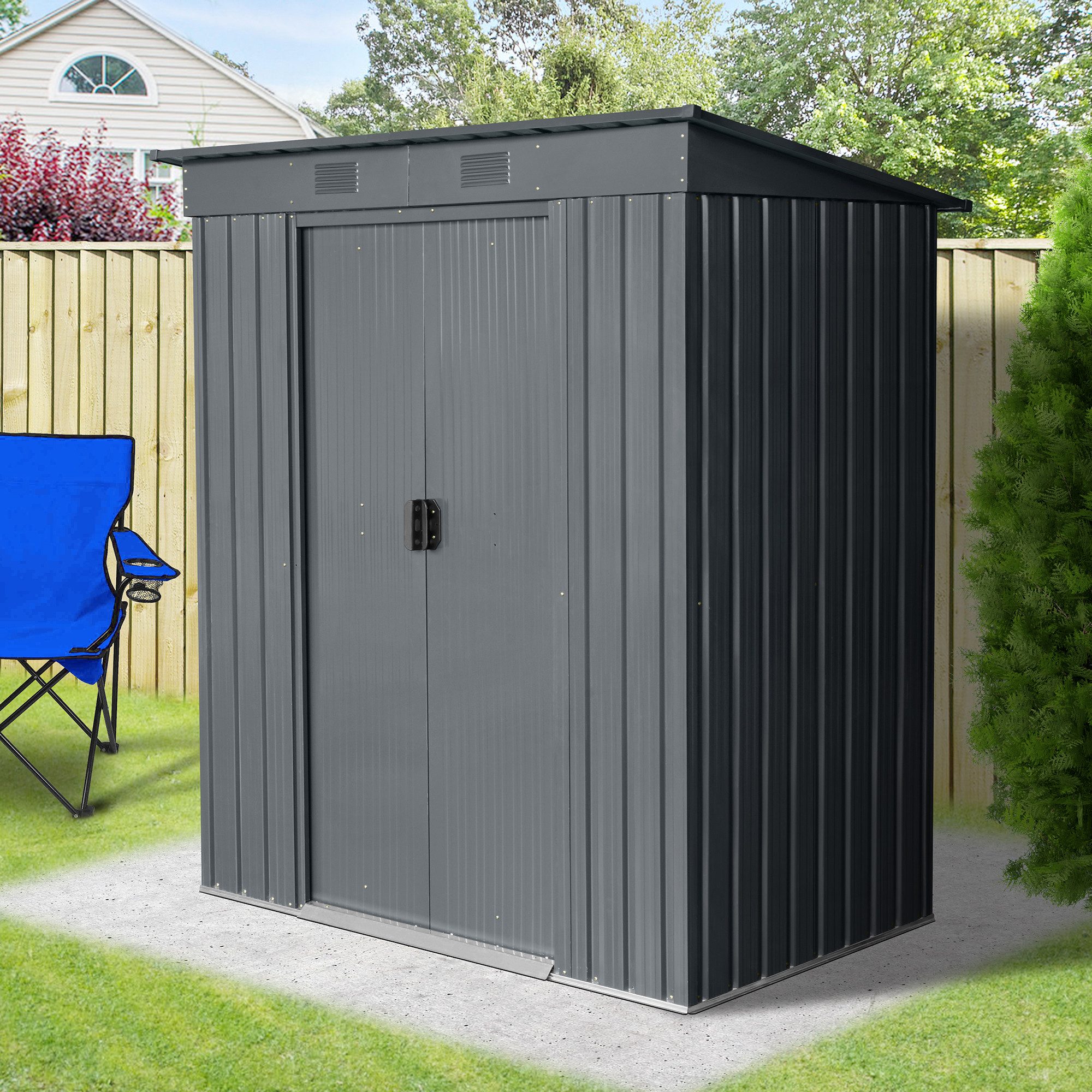 GARDEN 'N' MORE Gerätehaus Pultdachhaus Basic plus, BxT: 174x110 cm, einfacher Aufbau, Langlebig, mit Lüftungsschlitzen