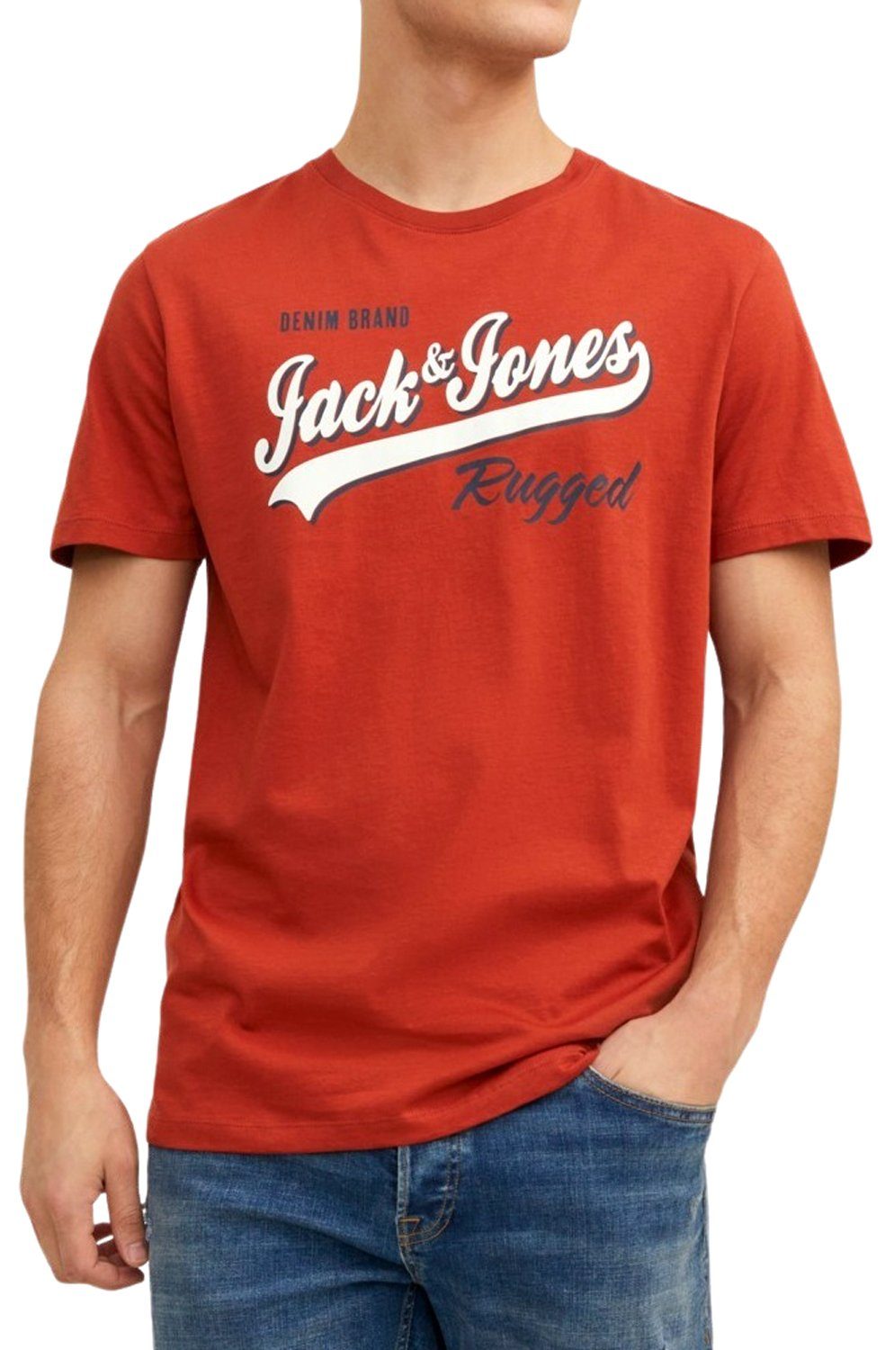 Jack & Jones (Spar-Set, aus Aufdruck 3er-Pack) 6 Logo Print-Shirt Mix Baumwolle mit 3er T-Shirts