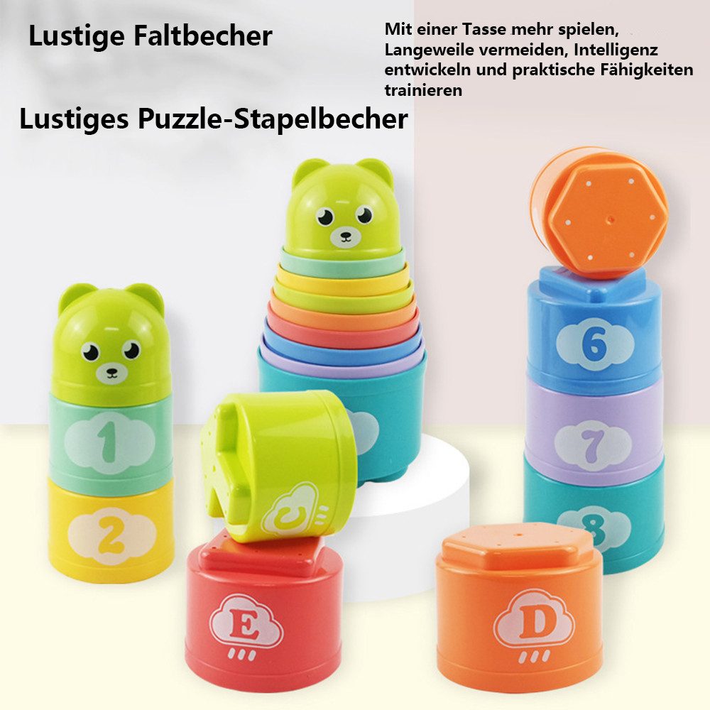 CLTYQ Stapelspielzeug Stapelbecher Spielzeug, Stapelturm mit 9 bechers, Baby Spielzeug, Stapelturm Baby, kinderspielzeug