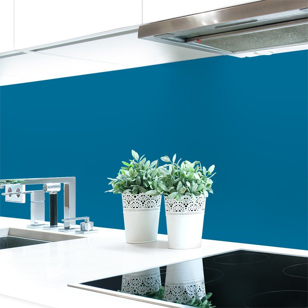 DRUCK-EXPERT Küchenrückwand Küchenrückwand Blautöne Unifarben Premium Hart-PVC 0,4 mm selbstklebend Brillantblau ~ RAL 5007