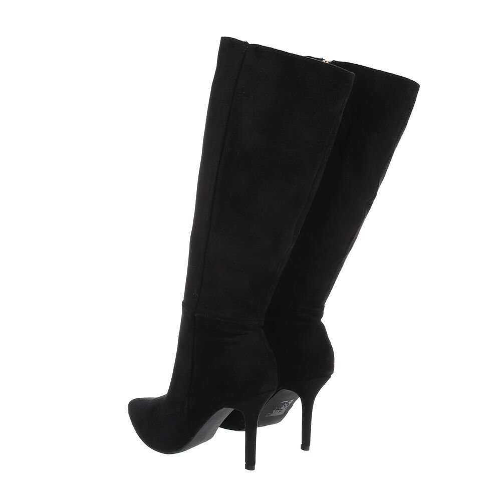 Ital-Design Damen Elegant High-Heel-Stiefel Pfennig-/Stilettoabsatz High-Heel Stiefel in Schwarz