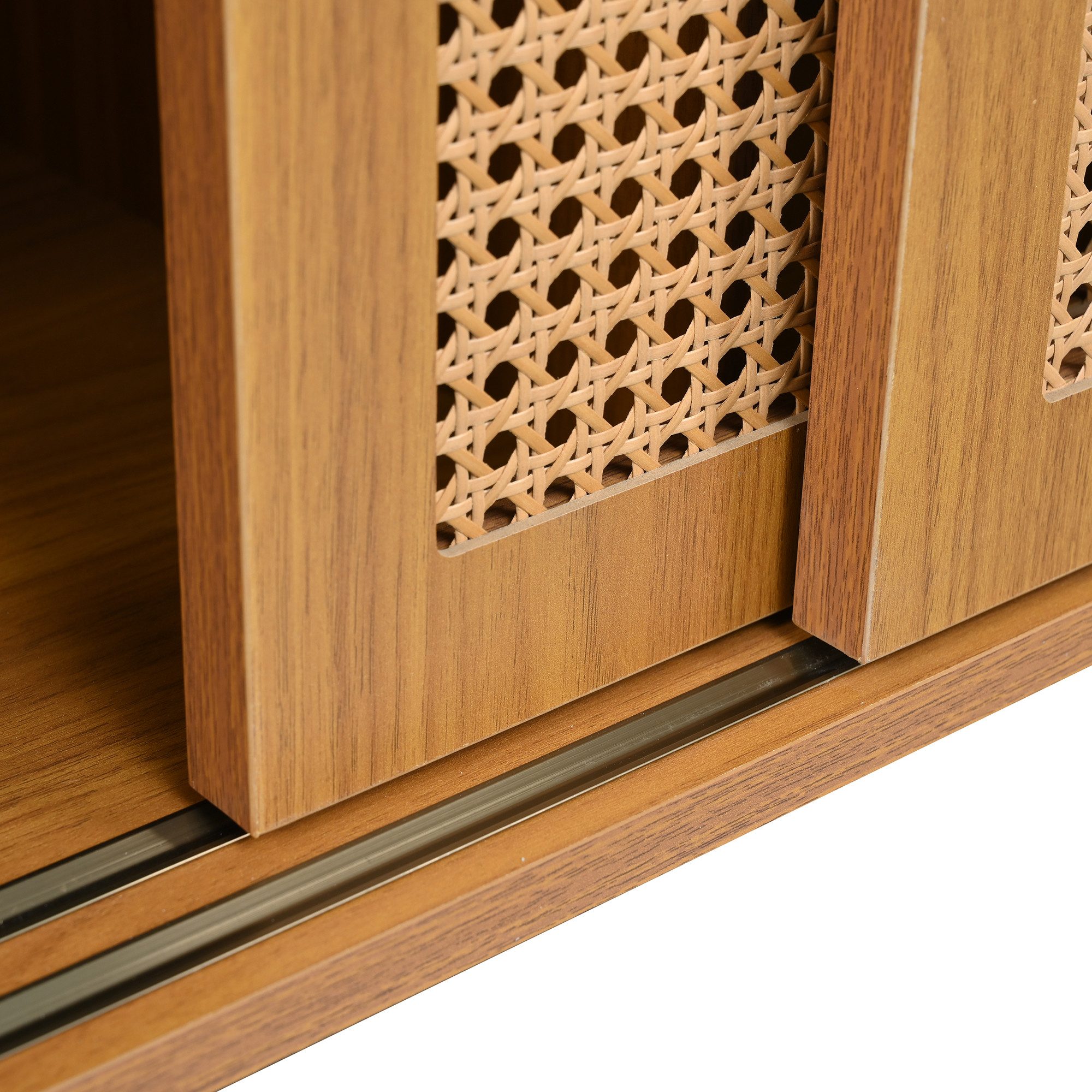 i@home Anrichte Landhausstil Sideboard mit Schiebetüren & Ablagefächern, Walnuss (1 St)