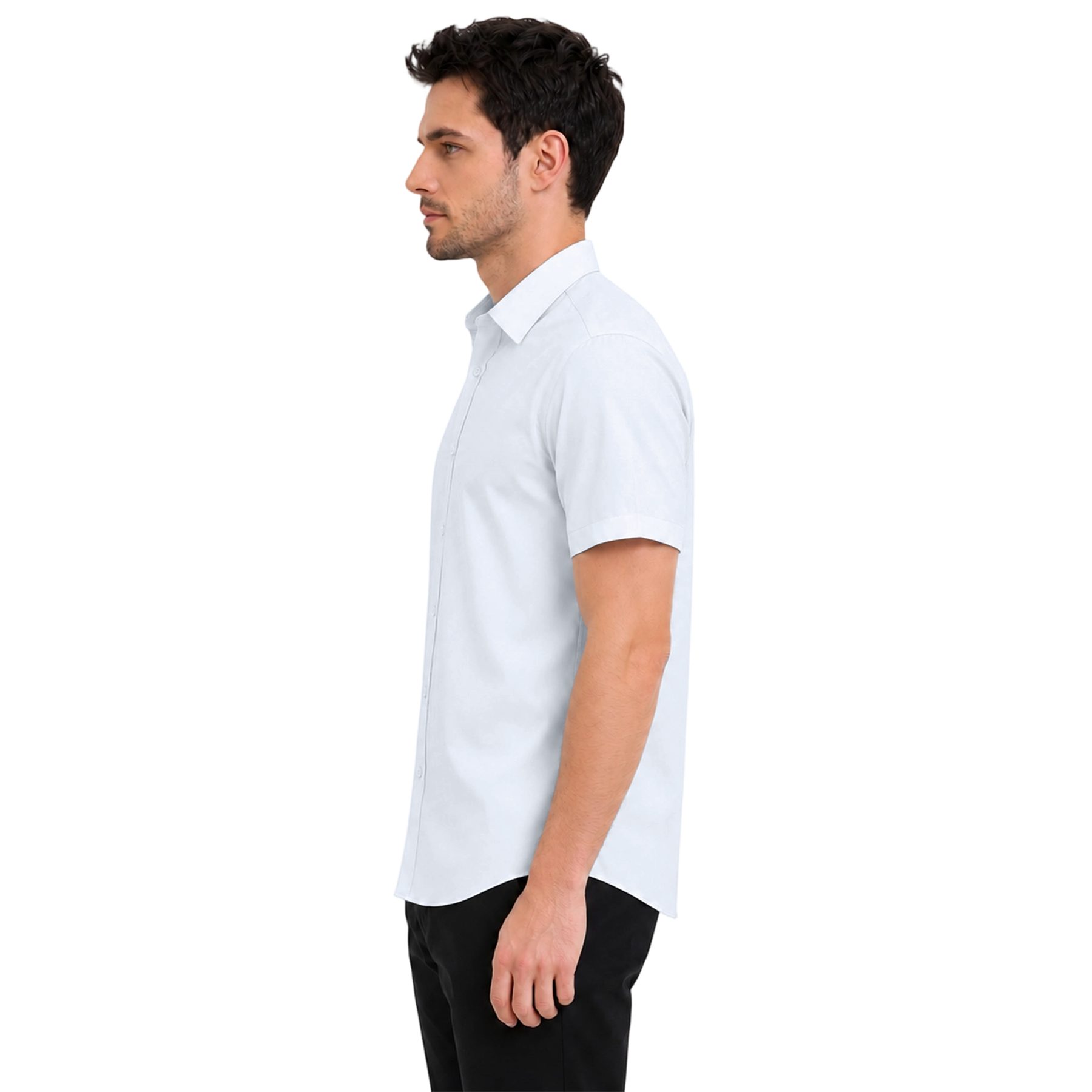 Allthemen Kurzarmhemd Herren Kurzarmhemd klassischer Kragen Regular Fit Business Hemd – Bild 5 von 5