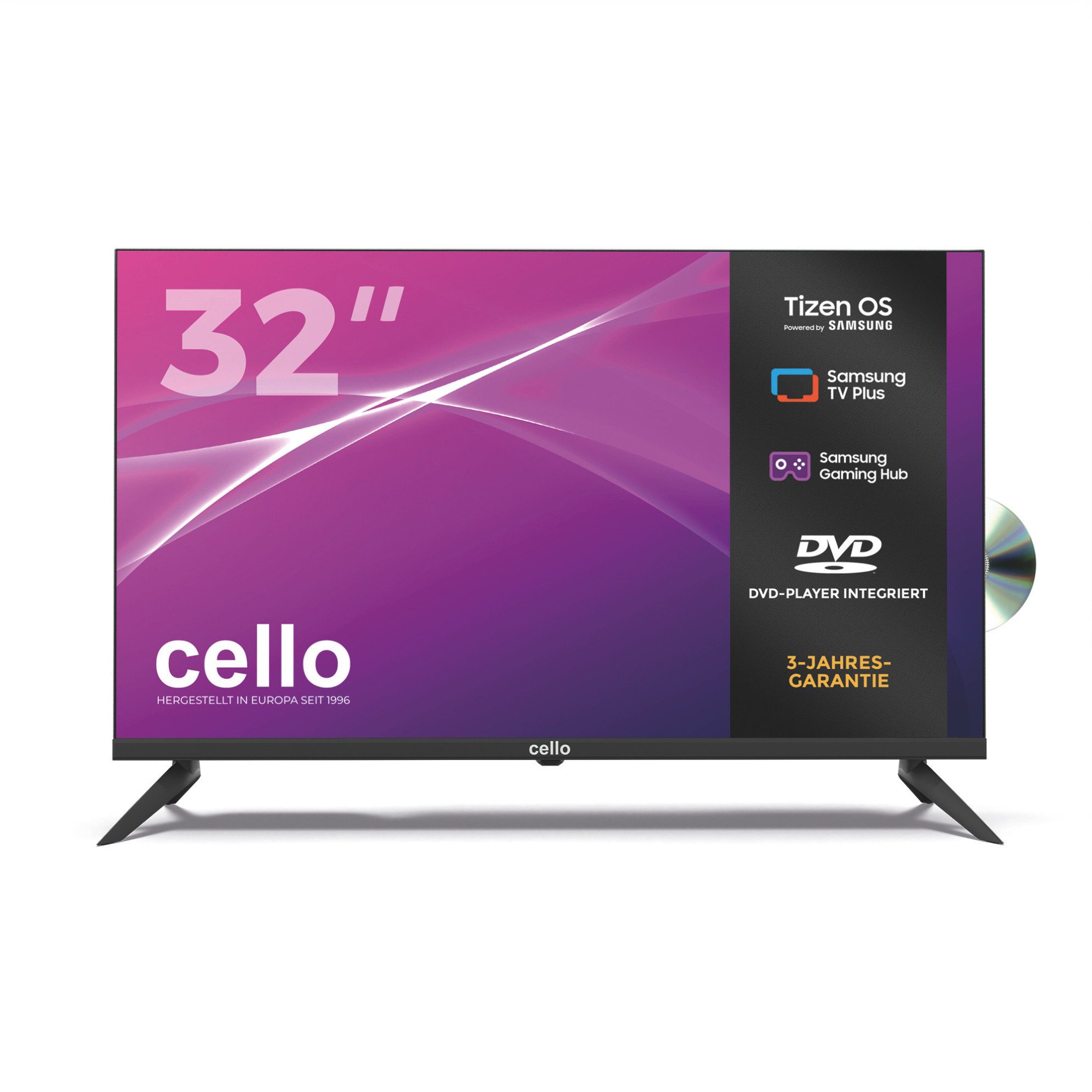 Cello C3226TZF LED-Fernseher (81 cm/32 Zoll, Full HD, Smart-TV, Tizen OS Smart TV, integrierter DVD‑Player, WLAN & Bluetooth)