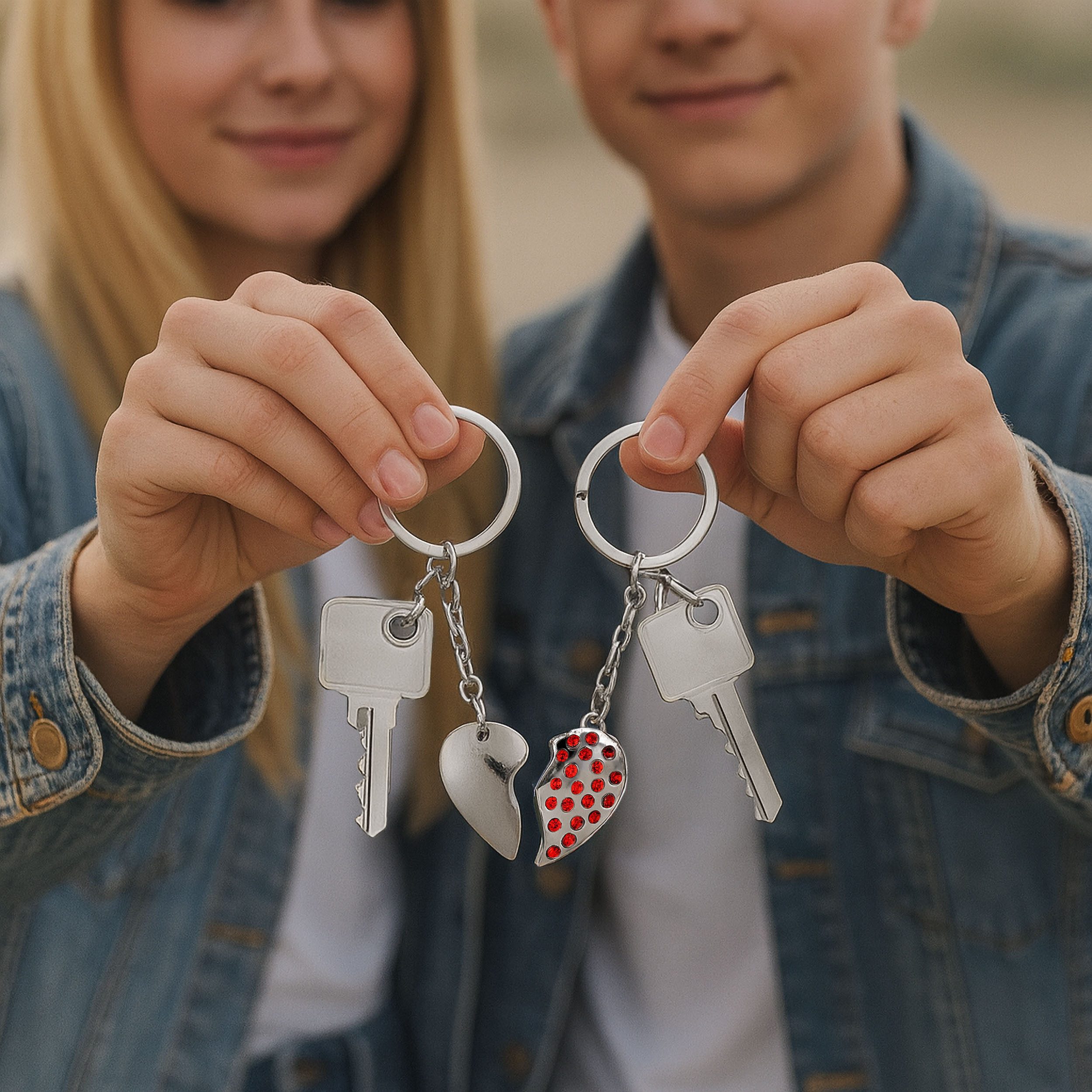 BRUBAKER Schlüsselanhänger Set Geteiltes Herz - Anhänger für Paare - Partner Schlüsselanhänger (Set, 2-tlg., Geschenk für Zwei zum Valentinstag oder Jahrestag), – Bild 5 von 5
