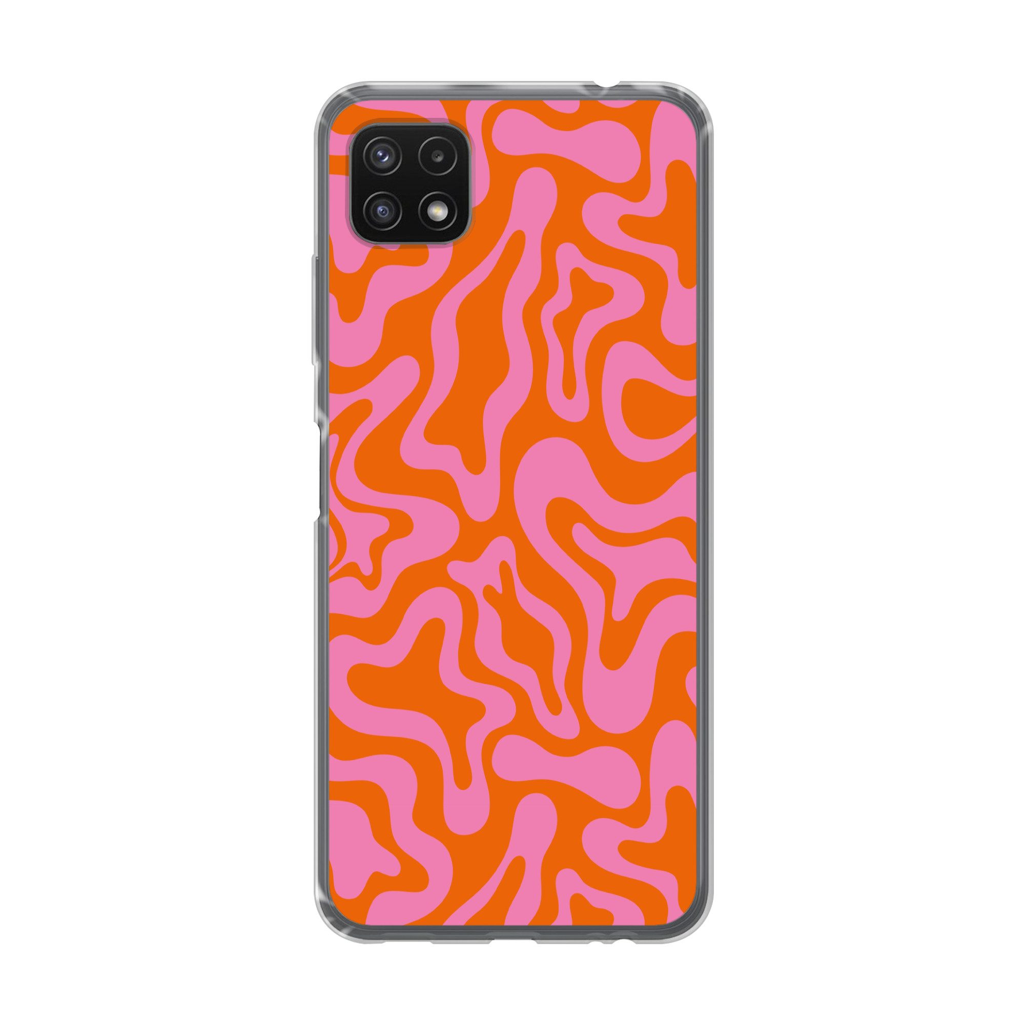 MuchoWow Handyhülle für Samsung Galaxy A22 5G Muster - Rosa - Orange - Abstrakt - Modern, Smartphone-Bumper, Print, Handy Schutzhülle Dünn