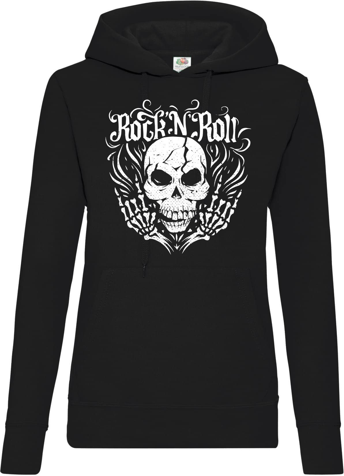 Kapuzenpullover Skull Rock and Roll Damen Hoodie Pullover im Fun-Look