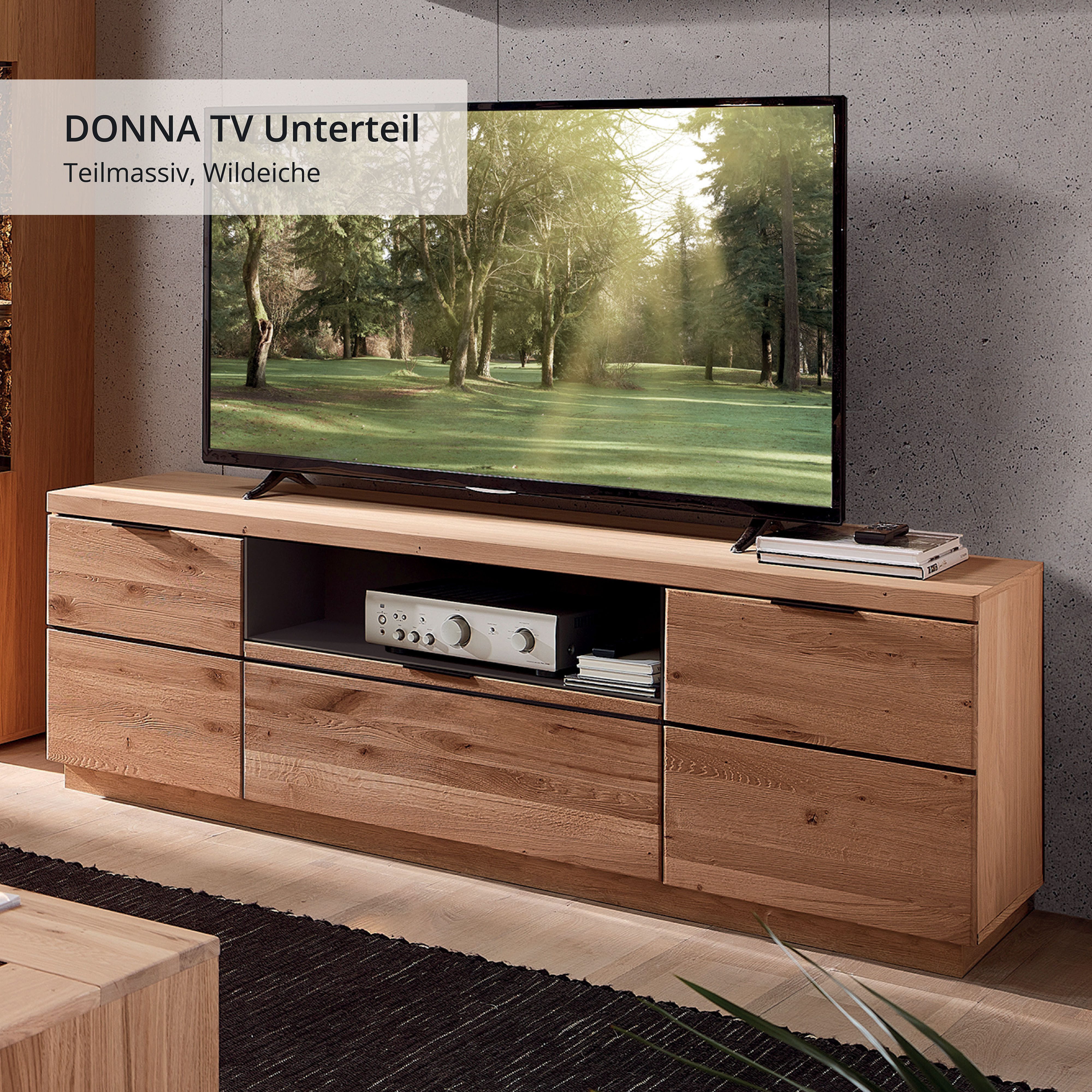 Wohnconcept TV-Board Donna TV-Unterteil (1 St), 2 türig, 1 Schubkaste,1 offenes Fach, Softclose