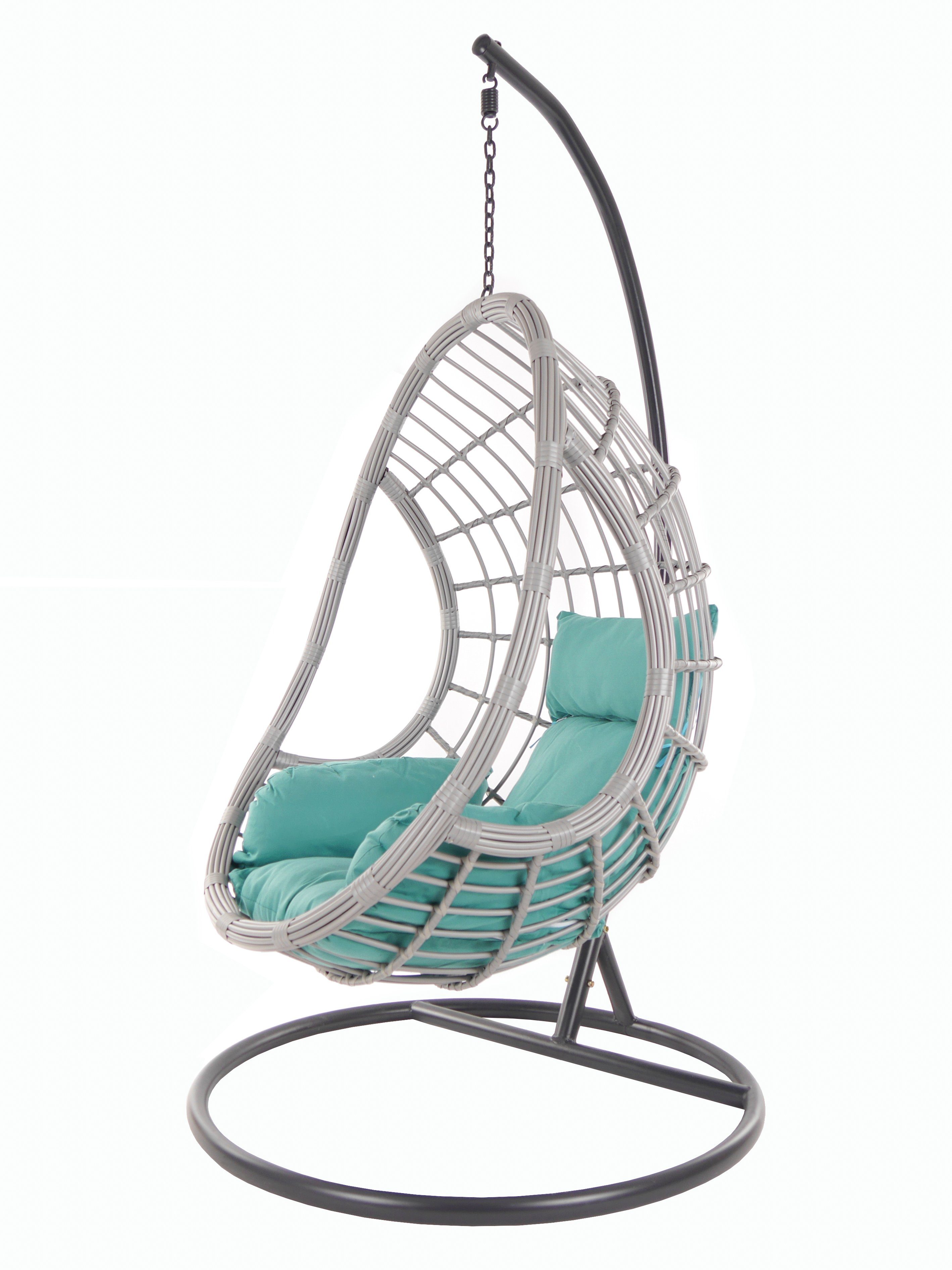 KIDEO Hängesessel PALMANOVA lightgrey, Schwebesessel mit Gestell und Kissen, Swing Chair, Loungemöbel meeresblau (5060 ocean)