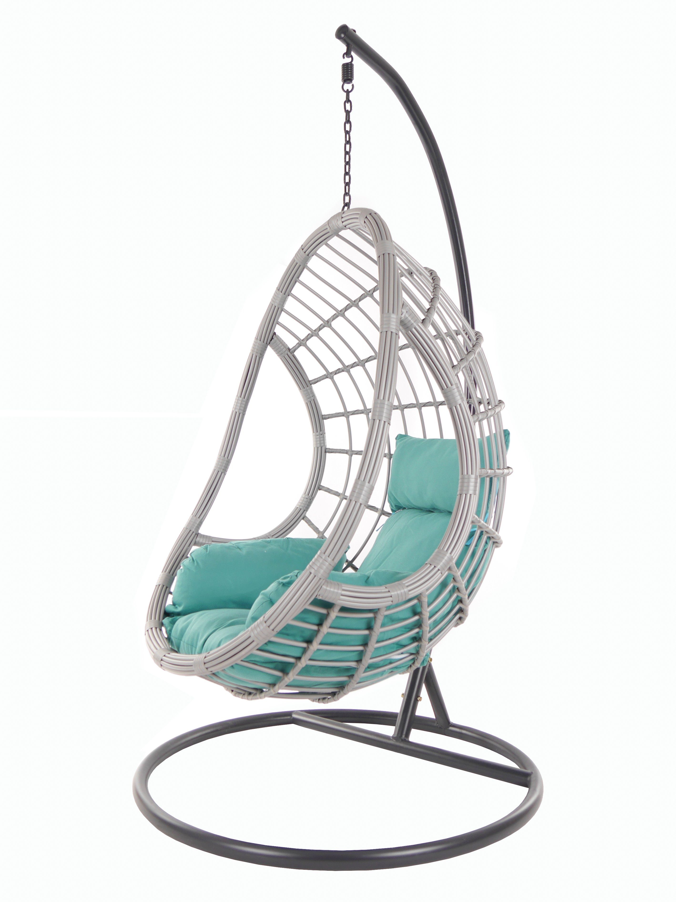 KIDEO Hängesessel PALMANOVA lightgrey, Schwebesessel mit Gestell und Kissen, Swing Chair, Loungemöbel