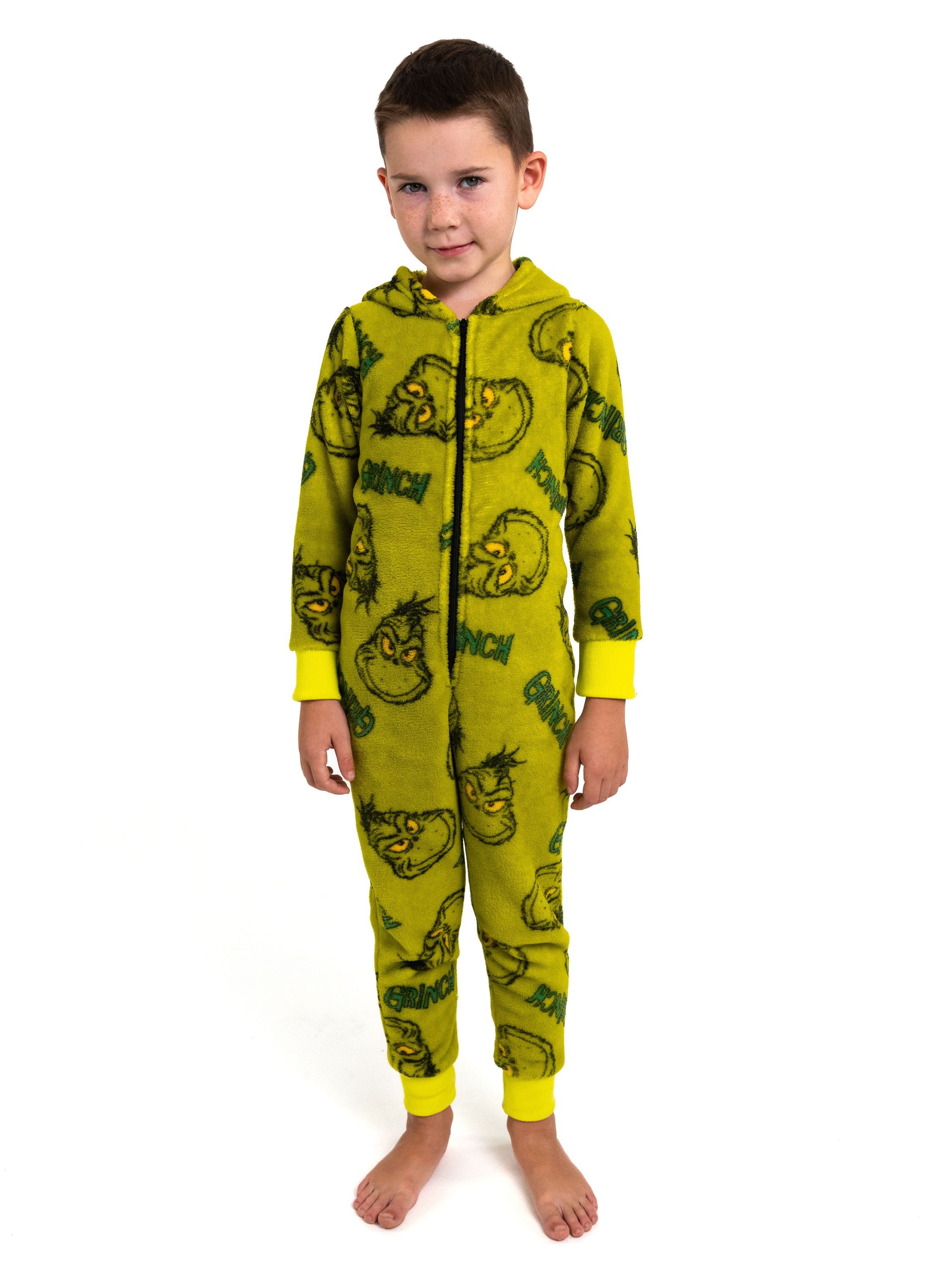 United Labels® Jumpsuit The Grinch Jumpsuit mit Kapuze Overall Pyjama Schlafanzug langarm