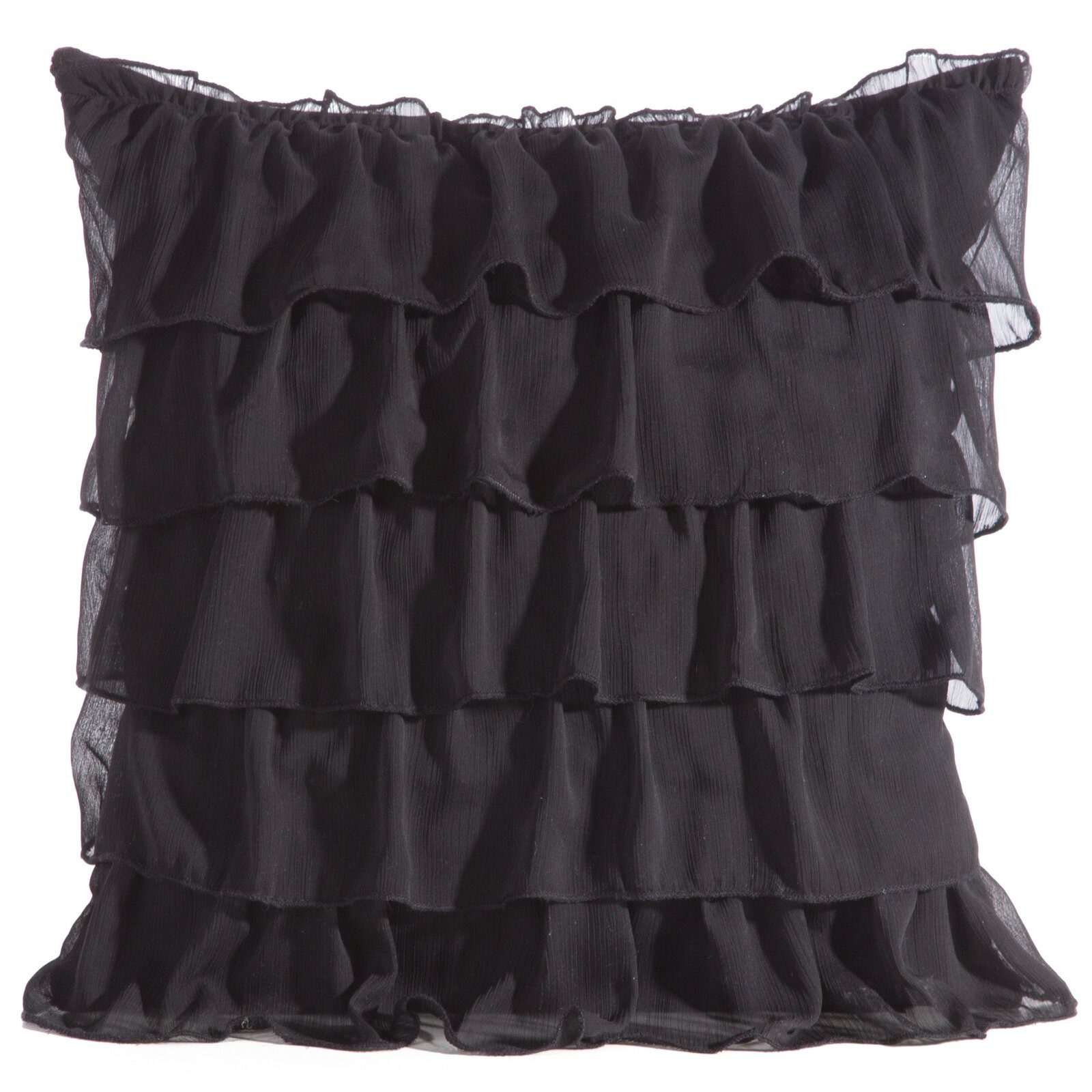 Eurofirany Kissenbezug Dekokissen DAISY, mit Rüschen, dekorative Kissenbezüge, 45x45 cm, schwarz, silber