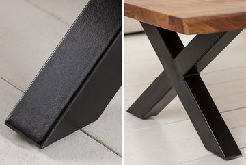 riess-ambiente Couchtisch MAMMUT 110cm braun / schwarz (Einzelartikel, 1-St), Wohnzimmer · Akazie-Massivholz · Baumkante · 3,5cm Platte · Metall