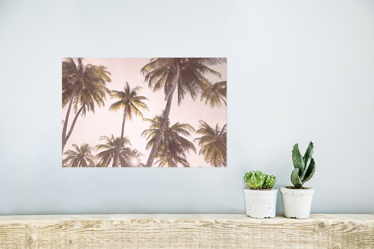 MuchoWow Poster Palmen - (1 - Rahmen Grün Wandbild, - Natur, Poster, Sonne St), Wohnzimmer, Wandposter Ohne für