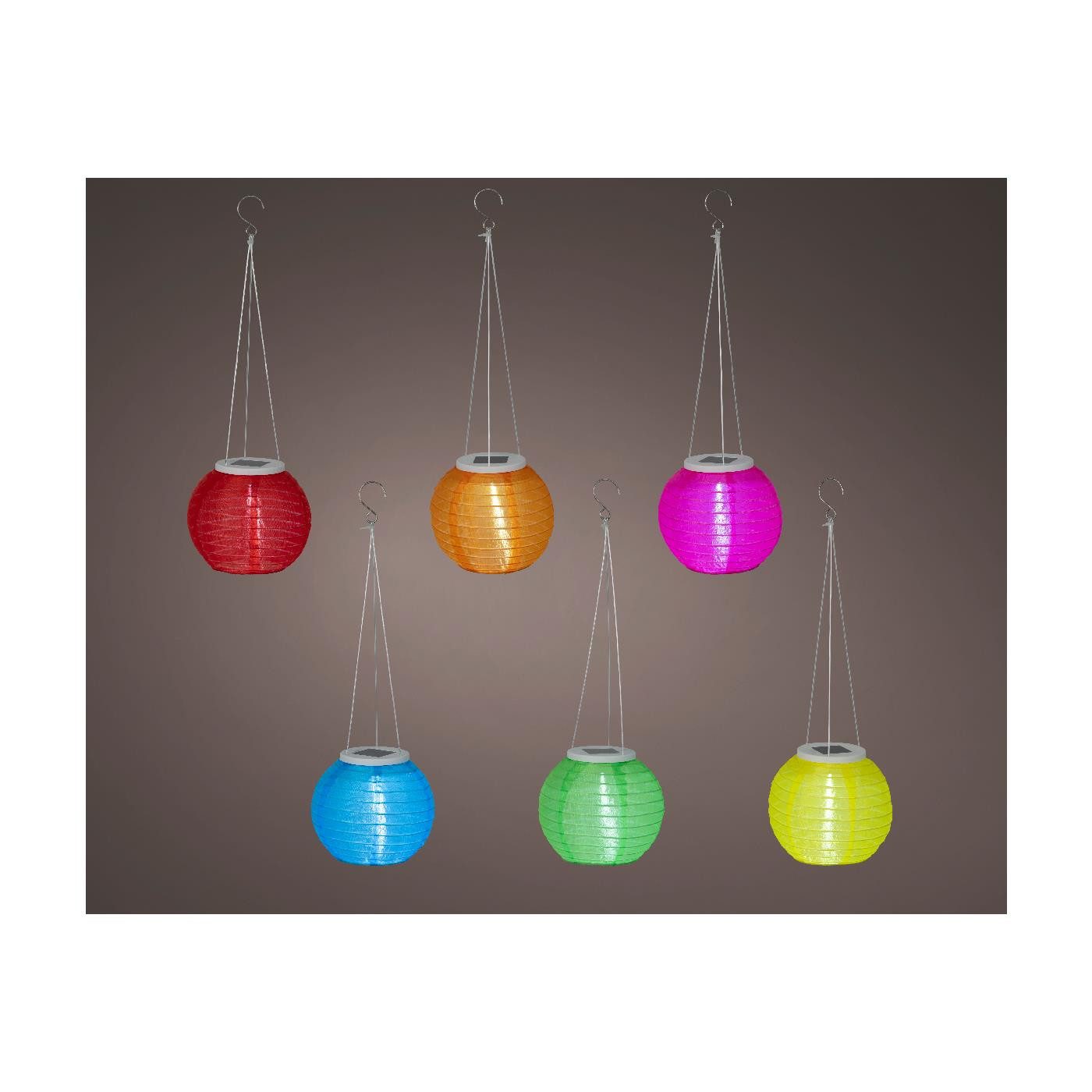 queence LED Solarleuchte Lampion Solarlaterne Nylon Ø15xH10cm verschiedene Farben, Lampions zum Aufhängen – Stimmungsvolles Licht für Ihren Garten