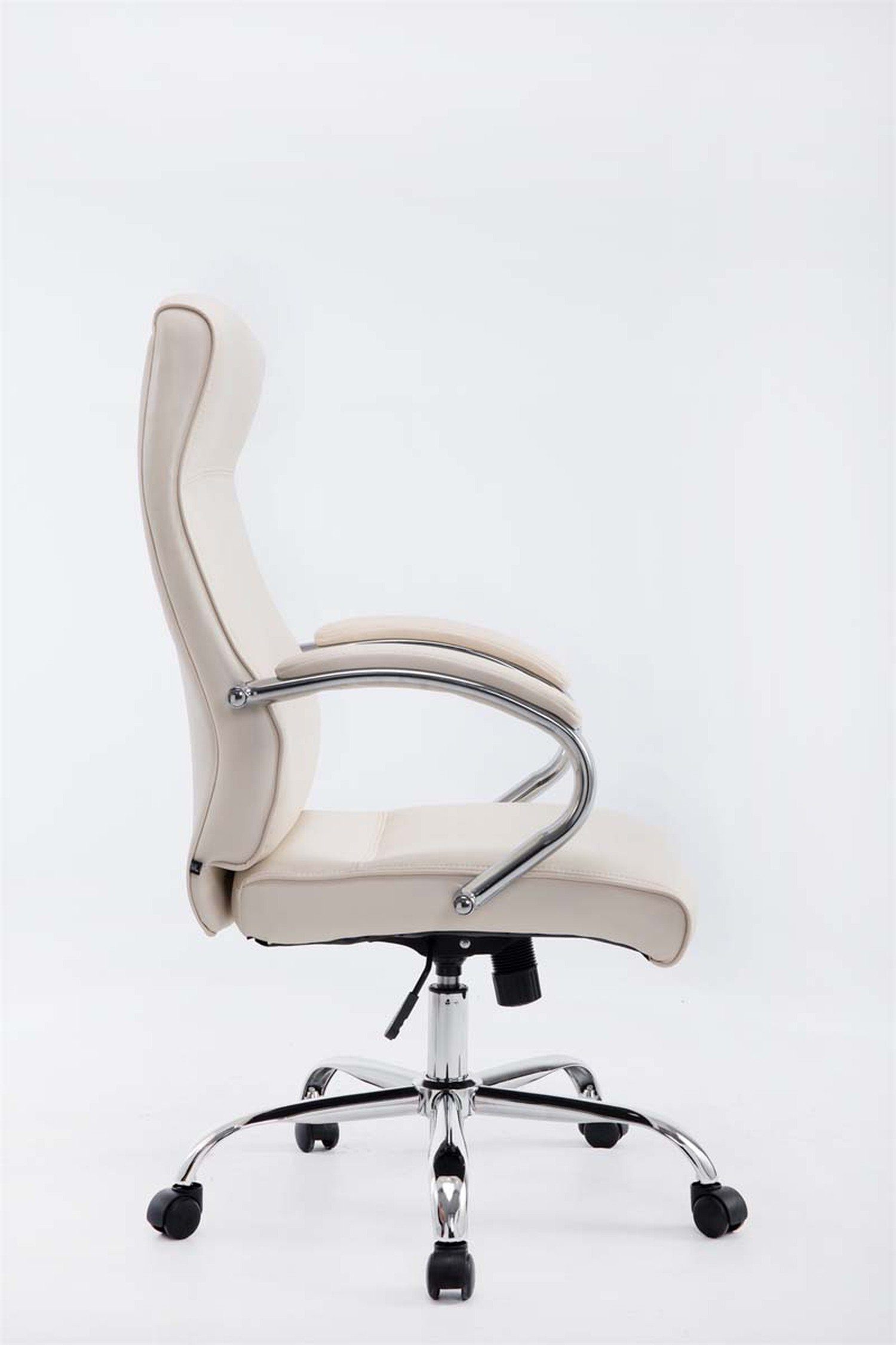 360° TPFLiving Bürostuhl drehbar Bürostuhl (Schreibtischstuhl, creme bequemer Rückenlehne Drehstuhl, Metall Sitz: Lausitz mit und chrom XXL), Kunstleder - - Chefsessel, höhenverstellbar Gestell:
