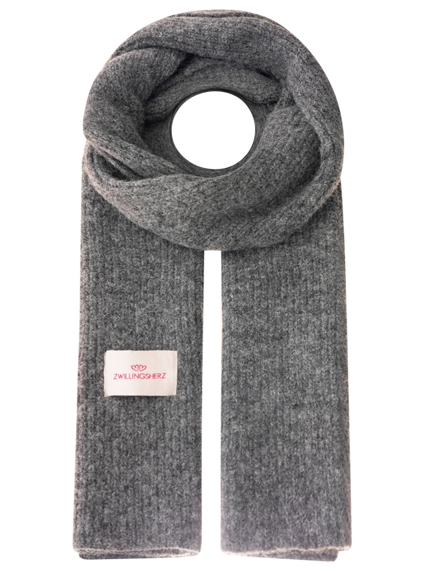 Zwillingsherz Strickschal "Zwillingsherz Patch", gerippt, mit Wolle und Pat günstig online kaufen