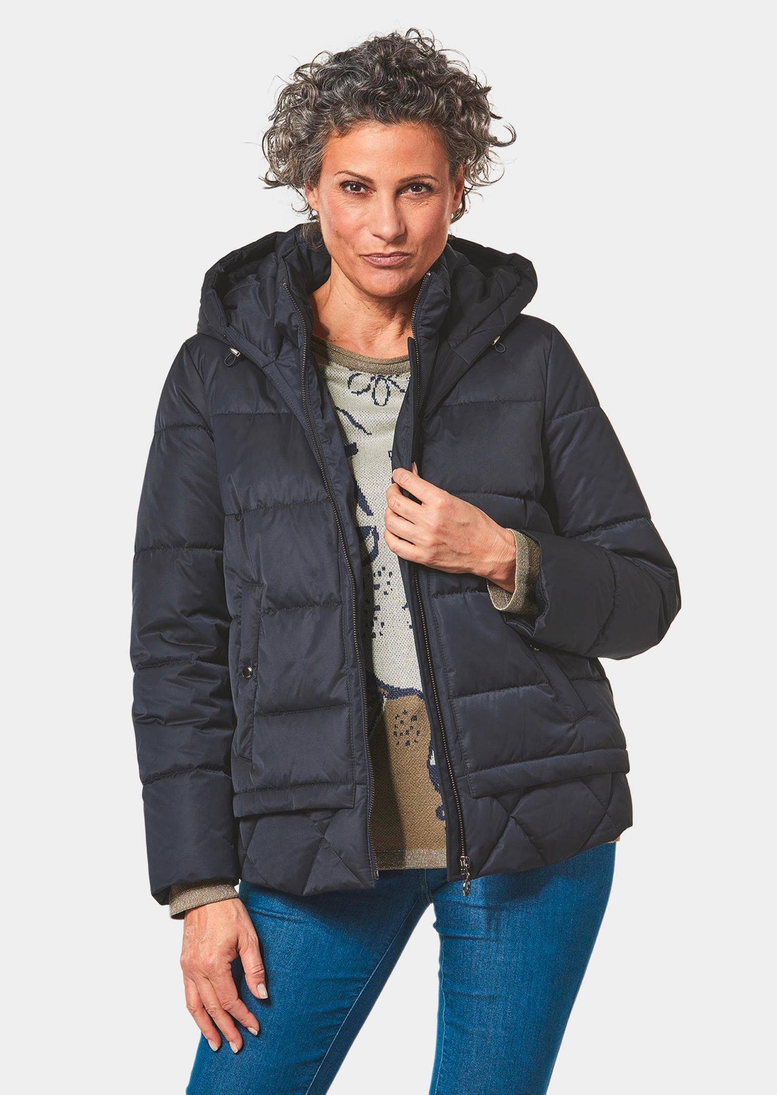 GOLDNER Allwetterjacke Steppjacke mit Kapuze marine